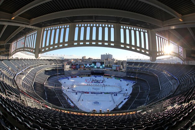NEW YORK, NY - JANUARY 26: (EDITORIAL USE ONLY) A general view of the ice surface from the upper seats in Yankee Stadium prior to the 2014 Coors Light NHL Stadium Series on January 26, 2014 in New York City. (Photo by Len Redkoles/NHLI via Getty Images) NEW YORK, NY - JANUARY 26: (EDITORIAL USE ONLY) A general view of the ice surface from the upper seats in Yankee Stadium prior to the 2014 Coors Light NHL Stadium Series on January 26, 2014 in New York City. (Photo by Len Redkoles/NHLI via Getty Images)