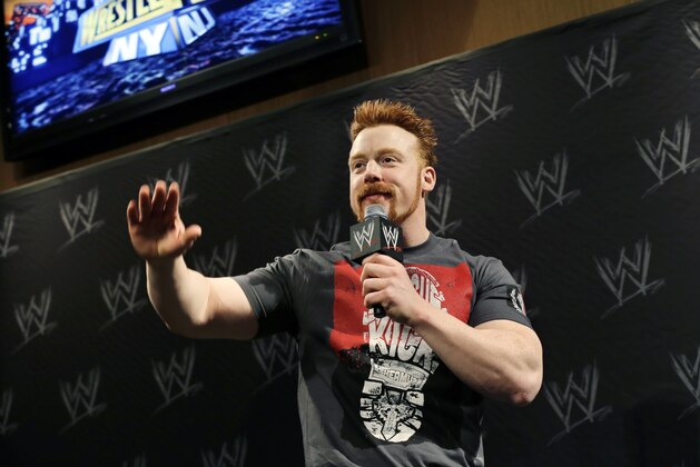 Stephen Farrelly, of Ireland, known as Sheamus, answers a question during a news conference before the WWE Wrestlemania 29 wrestling event, Sunday, April 7, 2013, in East Rutherford, N.J. (AP Photo/Mel Evans) Stephen Farrelly, of Ireland, known as Sheamus, answers a question during a news conference before the WWE Wrestlemania 29 wrestling event, Sunday, April 7, 2013, in East Rutherford, N.J. (AP Photo/Mel Evans)