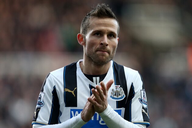 Newcastle United's Yohan Cabaye looks on during their English Premier League soccer match against Arsenal at St James' Park, Newcastle, England, Sunday, Dec. 29, 2013. (AP Photo/Scott Heppell)