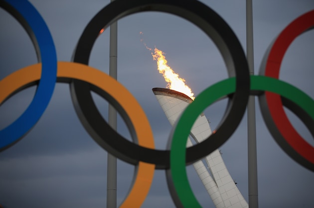 SOCHI, RUSSIA - JANUARY 27:  The Olympic Cauldron is tested by fire crews at the Sochi 2014 Winter Olympic Park in the Costal Cluster on January 27, 2014 in Sochi, Russia.  (Photo by Richard Heathcote/Getty Images)