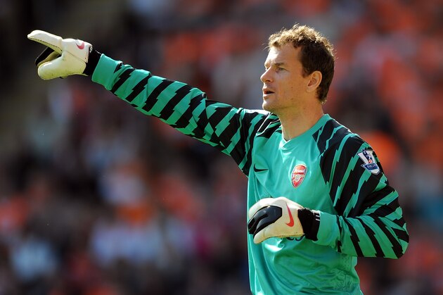BLACKPOOL, ENGLAND - APRIL 10:  Jens Lehmann of Arsenal in action during the Barclays Premier League match between Blackpool and Arsenal at Bloomfield Road on April 10, 2011 in Blackpool, England.  (Photo by Chris Brunskill/Getty Images)