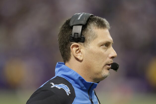 FILE - In this Dec. 29, 2013 file photo, Detroit Lions head coach Jim Schwartz stands on the sidelines during the second half of an NFL football game against the Minnesota Vikings in Minneapolis. Schwartz was fired from the Detroit Lions on Dec. 30, a day after the Lions missed the playoffs with a 7-9 record. The Buffalo Bills announced Friday, Jan. 24, 2014, that they reached a deal with Schwartz as defensive coordinator. (AP Photo/Jim Mone, File)