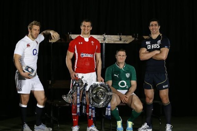 Team captains Chris Robshaw of England, left, Sam Warburton of Wales, second left, Jamie Heaslip of Ireland, second right, and Kelly Brown of Scotland, right, pose with the trophy during a stage managed media opportunity at the launch of the 2013 Six Nations Rugby Union Championship in London, Wednesday, Jan. 23, 2013. The first match takes place on Saturday Feb. 2. (AP Photo/Kirsty Wigglesworth) Team captains Chris Robshaw of England, left, Sam Warburton of Wales, second left, Jamie Heaslip of Ireland, second right, and Kelly Brown of Scotland, right, pose with the trophy during a stage managed media opportunity at the launch of the 2013 Six Nations Rugby Union Championship in London, Wednesday, Jan. 23, 2013. The first match takes place on Saturday Feb. 2. (AP Photo/Kirsty Wigglesworth)