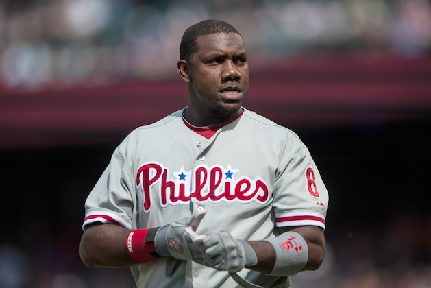 DENVER, CO - JUNE 15:  Ryan Howard #6 of the Philadelphia Phillies reacts after striking out against the Colorado Rockies during a game at Coors Field on June 15, 2013 in Denver, Colorado. The Rockies beat the Phillies 10-5. (Photo by Dustin Bradford/Getty Images)