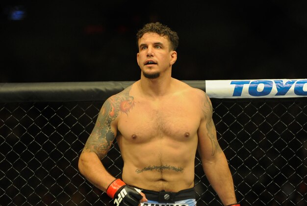Aug 31, 2013; Milwaukee, WI, USA;  Frank Mir gets ready to fight during the UFC-164 bout at BMO Harris Bradley Center. Mandatory Credit: Benny Sieu-USA TODAY Sports