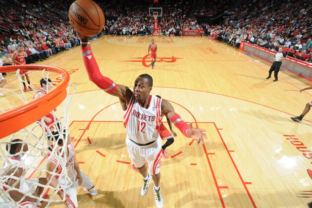 HOUSTON, TX - JANUARY 18: Dwight Howard #12 of the Houston Rockets rebounds against the Milwaukee Bucks on January 18, 2014 at the Toyota Center in Houston, Texas. NOTE TO USER: User expressly acknowledges and agrees that, by downloading and or using this photograph, User is consenting to the terms and conditions of the Getty Images License Agreement. Mandatory Copyright Notice: Copyright 2014 NBAE (Photo by Bill Baptist/NBAE via Getty Images) HOUSTON, TX - JANUARY 18: Dwight Howard #12 of the Houston Rockets rebounds against the Milwaukee Bucks on January 18, 2014 at the Toyota Center in Houston, Texas. NOTE TO USER: User expressly acknowledges and agrees that, by downloading and or using this photograph, User is consenting to the terms and conditions of the Getty Images License Agreement. Mandatory Copyright Notice: Copyright 2014 NBAE (Photo by Bill Baptist/NBAE via Getty Images)