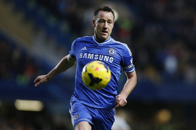 Chelsea's John Terry plays against Crystal Palace during their English Premier League soccer match at Stamford Bridge, London, Saturday, Dec. 14, 2013. (AP Photo/Sang Tan)