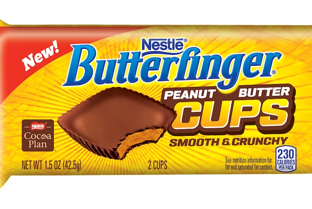 This undated image provided by Nestle shows the company's new Butterfinger Peanut Butter Cup, the brand’s first line extension in five years, (AP Photo/Nestle)