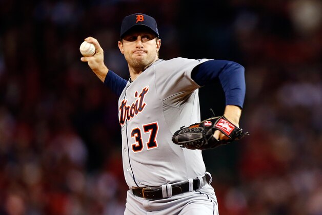 BOSTON, MA - OCTOBER 13:  Max Scherzer #37 of the Detroit Tigers pitches against the Boston Red Sox during Game Two of the American League Championship Series at Fenway Park on October 13, 2013 in Boston, Massachusetts.  (Photo by Jared Wickerham/Getty Images)