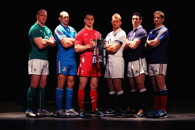 LONDON, ENGLAND - JANUARY 22:  Paul O'Connell of Ireland, Sergio Parisse of Italy, Sam Warburton of Wales, Chris Robshaw of England, Kelly Brown of Scotland and Pascal Papé of France pose for a photo during the RBS Six Nations Launch at The Hurlingham Club on January 22, 2014 in London, England.  (Photo by Bryn Lennon/Getty Images)