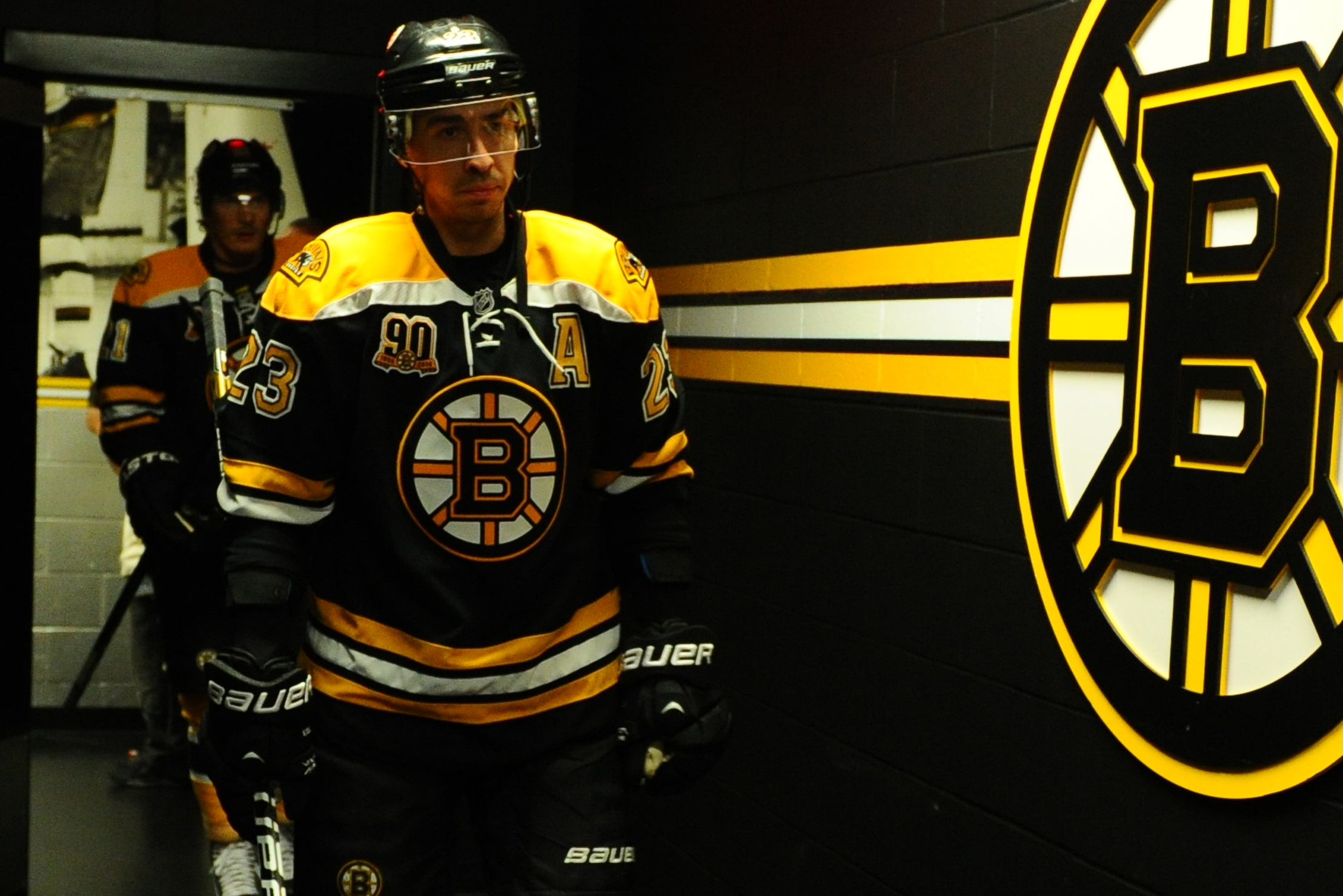 BOSTON, MA - NOVEMBER 5: Chris Kelly #23 of the Boston Bruins walks to the ice for warm ups prior to the game against the Dallas Stars at the TD Garden on November 5, 2013 in Boston, Massachusetts.  (Photo by Steve Babineau/NHLI via Getty Images)