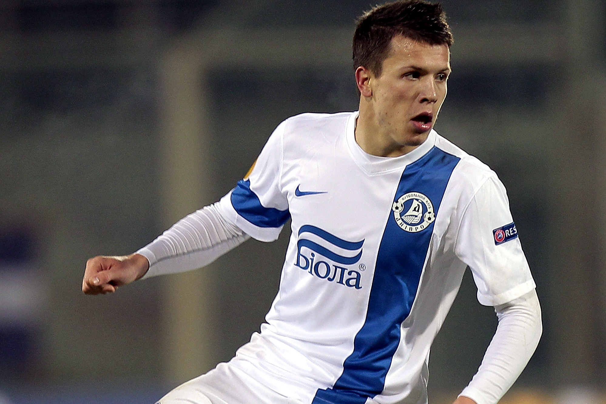 FLORENCE, ITALY - DECEMBER 12: Yevhen Konoplyanka of FC Dnipro Dnipropetrovsk in action during the UEFA Europa League Group E match between ACF Fiorentina and FC Dnipro Dnipropetrovsk at Stadio Artemio Franchi on December 12, 2013 in Florence, Italy.  (Photo by Gabriele Maltinti/Getty Images)