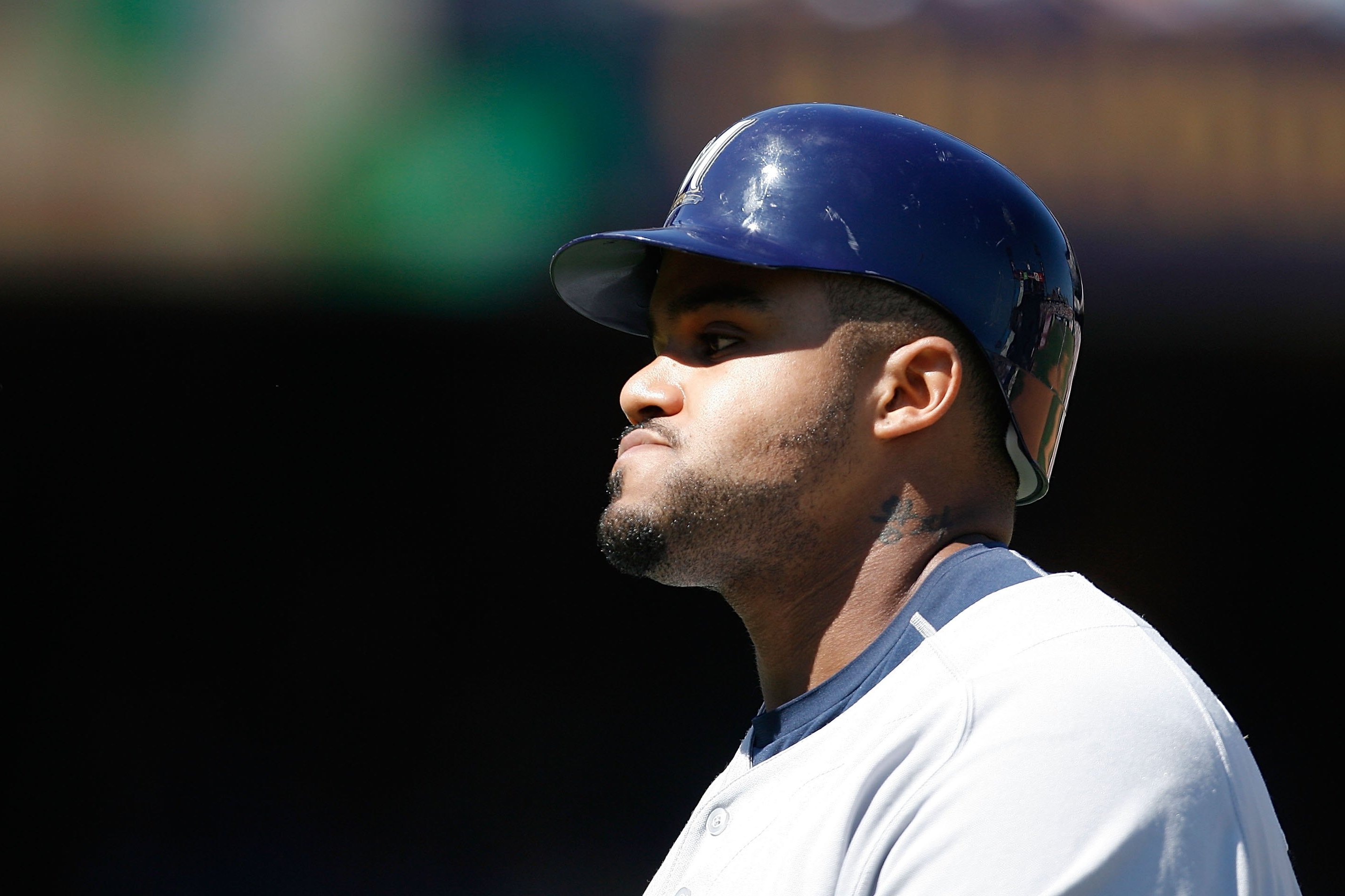 SAN FRANCISCO - AUGUST 26: First baseman Prince Fielder #28 of the Milwaukee Brewers looks on during a Major League Baseball game against the San Francisco Giants on August 26, 2007 at AT&T Park in San Francisco, California. (Greg Trott/Getty Images)