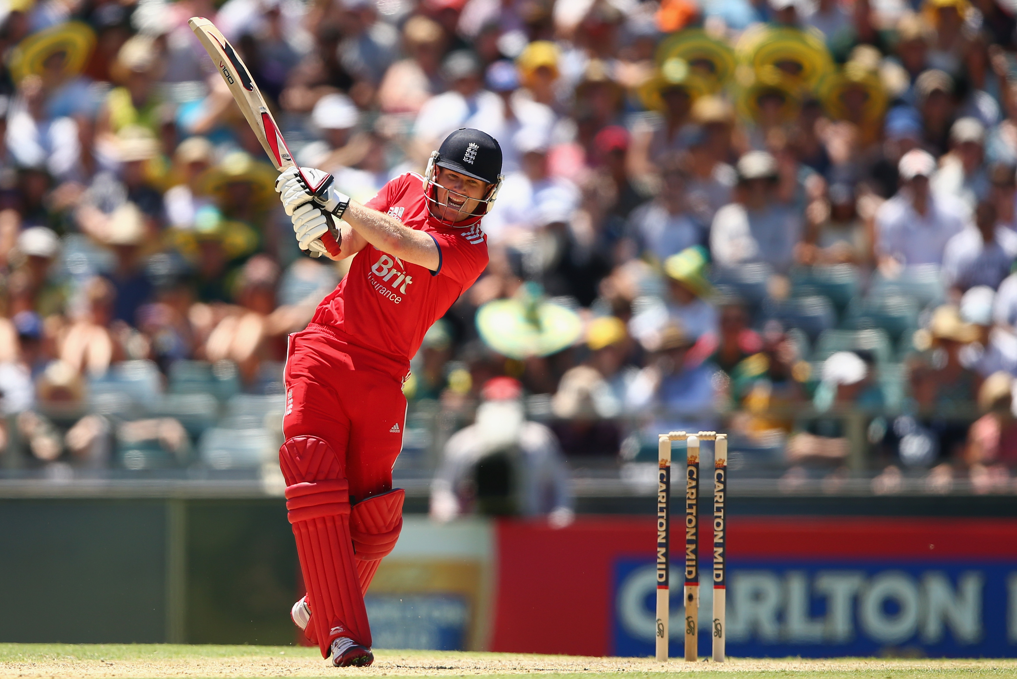 PERTH, AUSTRALIA - JANUARY 24: Eoin Morgan of England bats during game four of the One Day International series between Australia and England  at WACA on January 24, 2014 in Perth, Australia.  (Photo by Robert Cianflone/Getty Images)
