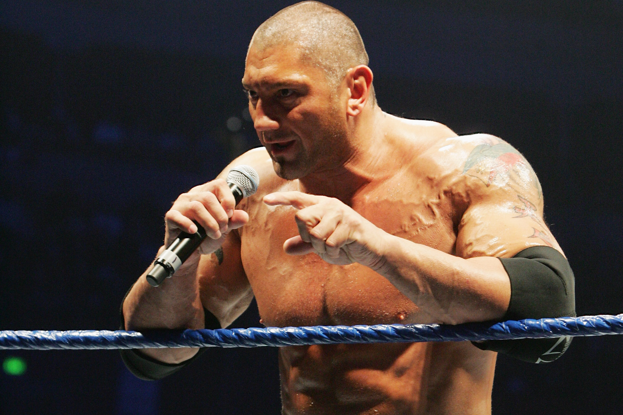 SYDNEY, AUSTRALIA - JUNE 15:  Batista stands in the ring during WWE Smackdown at Acer Arena on June 15, 2008 in Sydney, Australia.  (Photo by Gaye Gerard/Getty Images)