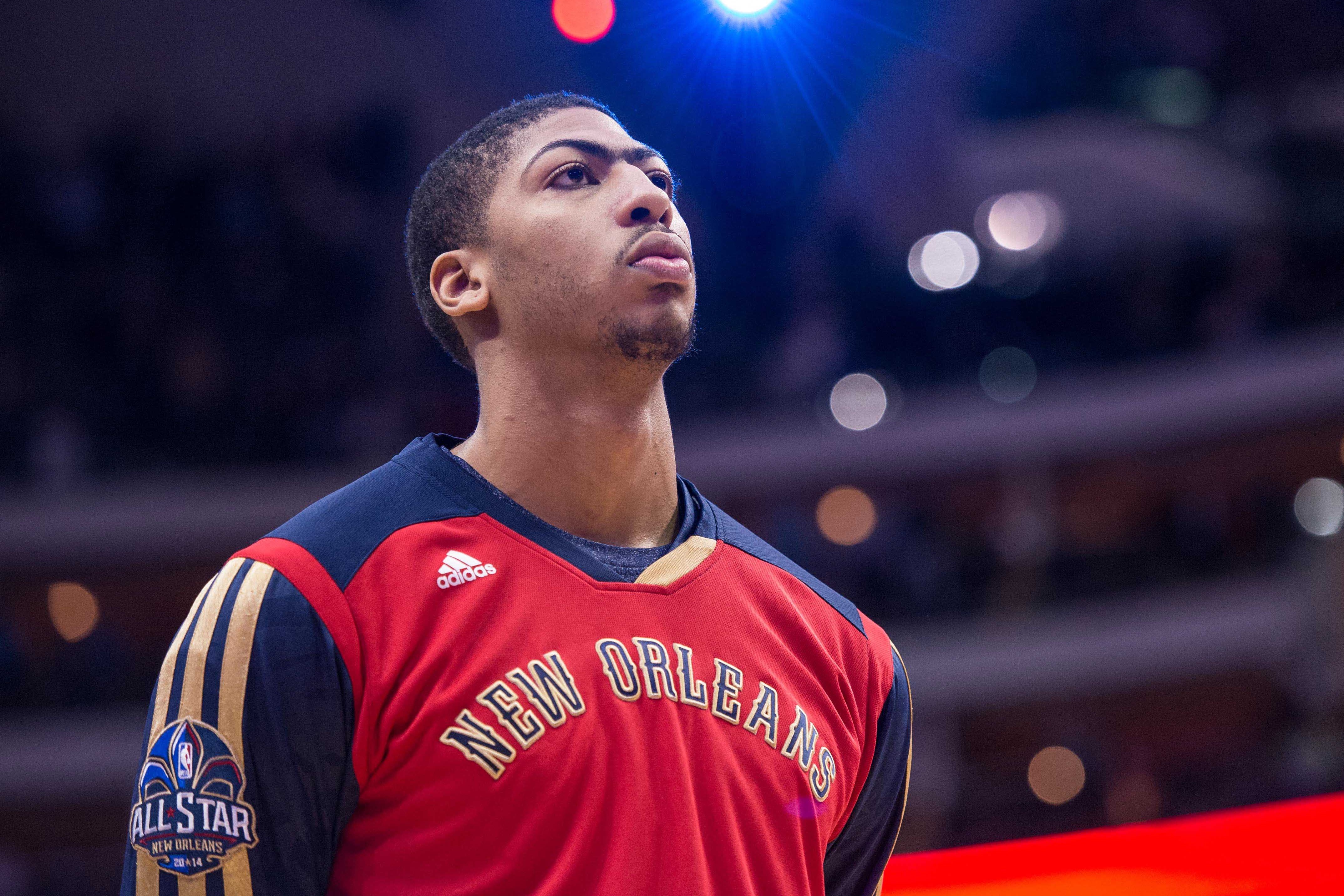 Jan 11, 2014; Dallas, TX, USA; New Orleans Pelicans power forward Anthony Davis (23) waits for play to begin against the Dallas Mavericks at the American Airlines Center. The Mavericks defeated the Pelicans 110-107. Mandatory Credit: Jerome Miron-USA TODAY Sports