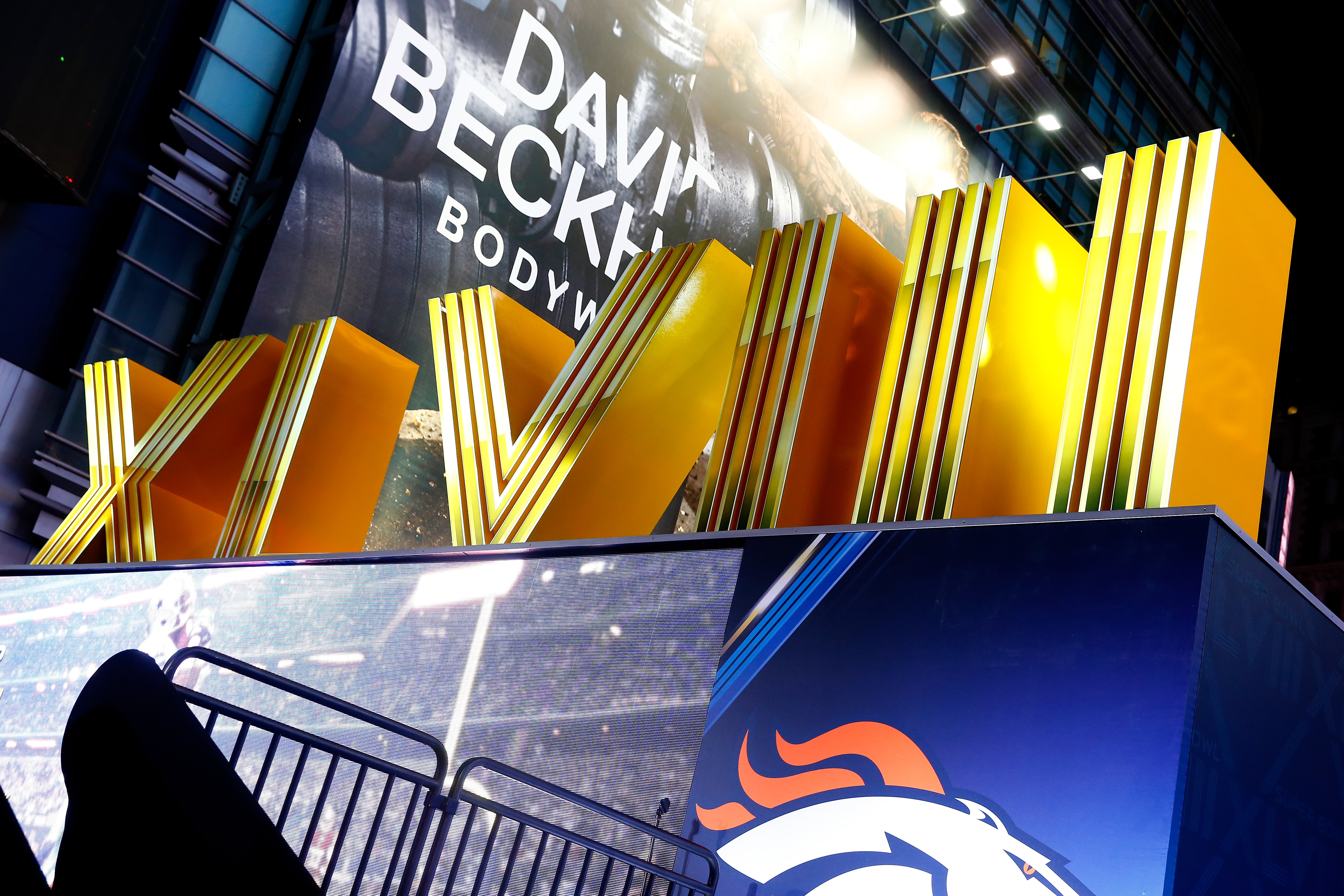 NEW YORK, NY - JANUARY 30:  A sign is seen on Super Bowl Boulevard on January 30, 2014 in New York City.  (Photo by Alex Trautwig/Getty Images)