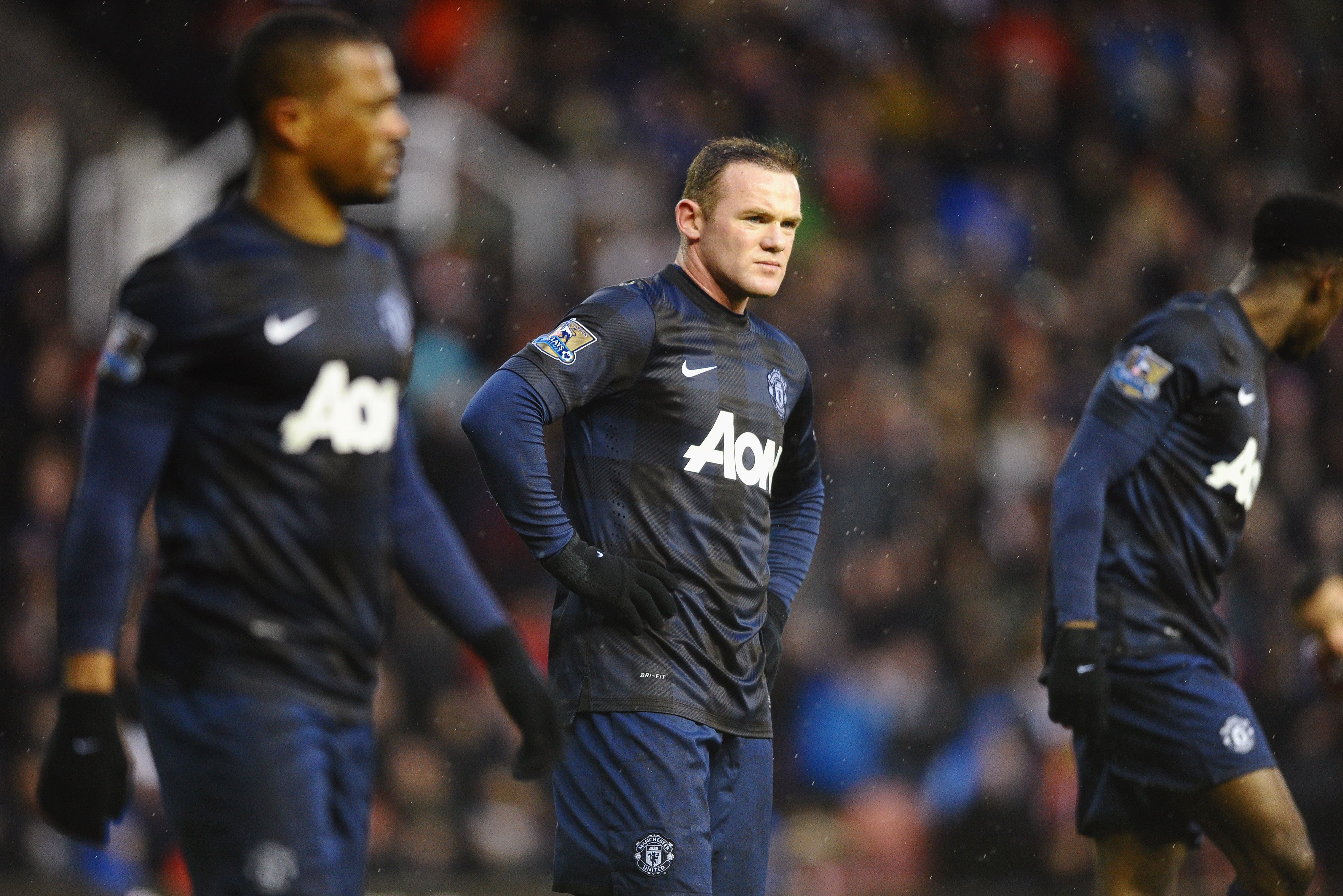 STOKE ON TRENT, ENGLAND - FEBRUARY 01: Wayne Rooney of Manchester United looks dejected during the Barclays Premier League match between Stoke City and Manchester United at Britannia Stadium on February 1, 2014 in Stoke on Trent, England.  (Photo by Laurence Griffiths/Getty Images)