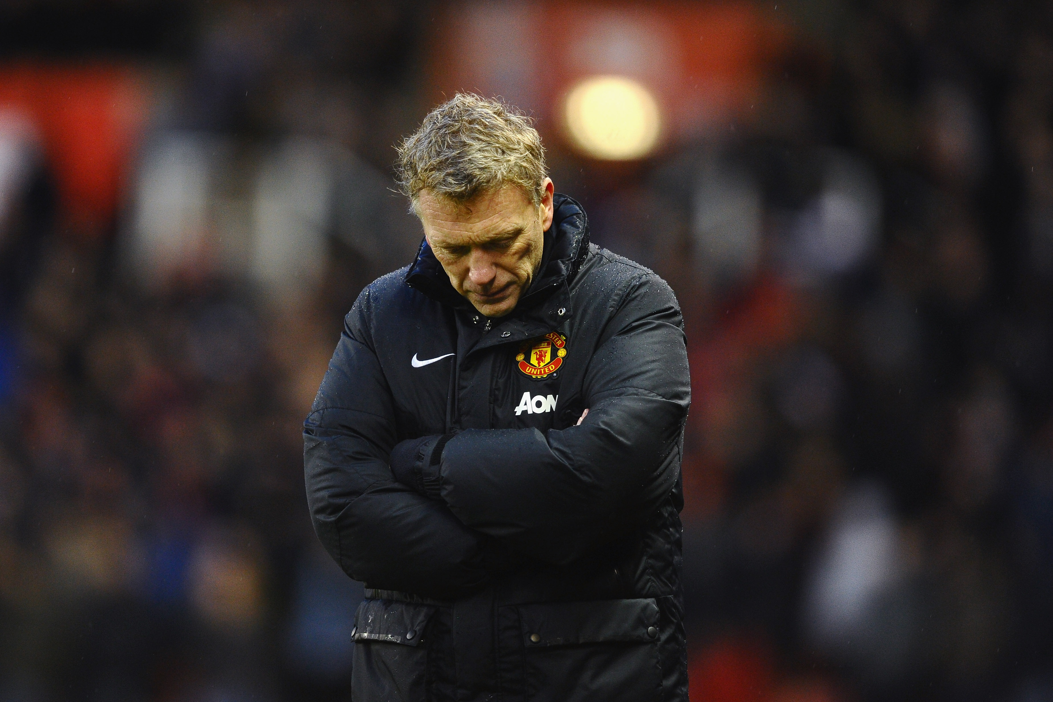 STOKE ON TRENT, ENGLAND - FEBRUARY 01:  David Moyes of Manchester United shows his dissapointment as his side lose the Barclays premier League match between Stoke City and Manchester United at Britannia Stadium on February 1, 2014 in Stoke on Trent, England.  (Photo by Laurence Griffiths/Getty Images)