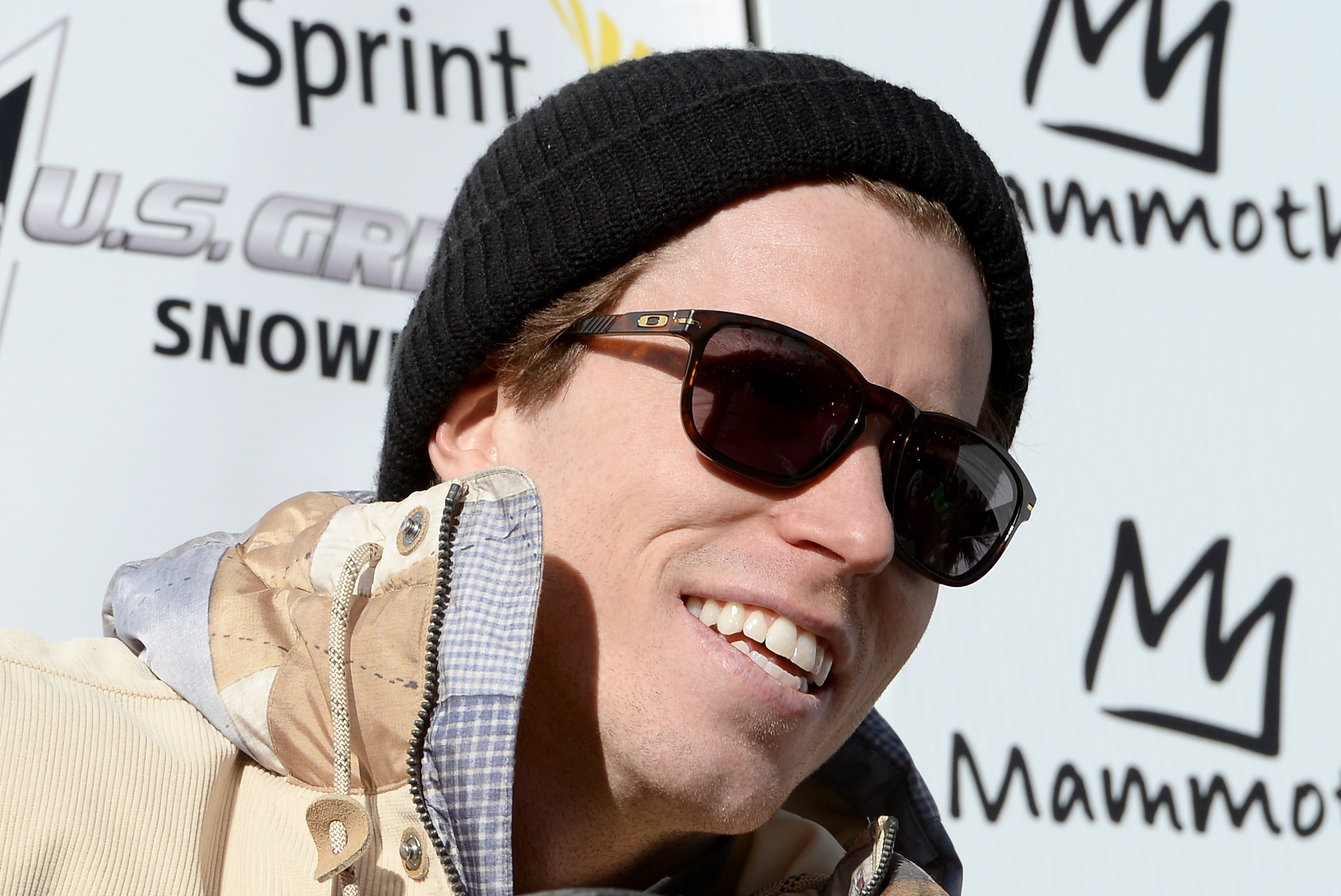 MAMMOTH, CA - JANUARY 19:  Shaun White reacts after he is introduced as a member of the United States Olympic team for both Snowboarding Slopestyle and Halfpipe at the 2014 Sprint U.S. Snowboarding Grand Prix at Mammoth Mountain Resort on January 19, 2014 in Mammoth, California.  (Photo by Harry How/Getty Images)