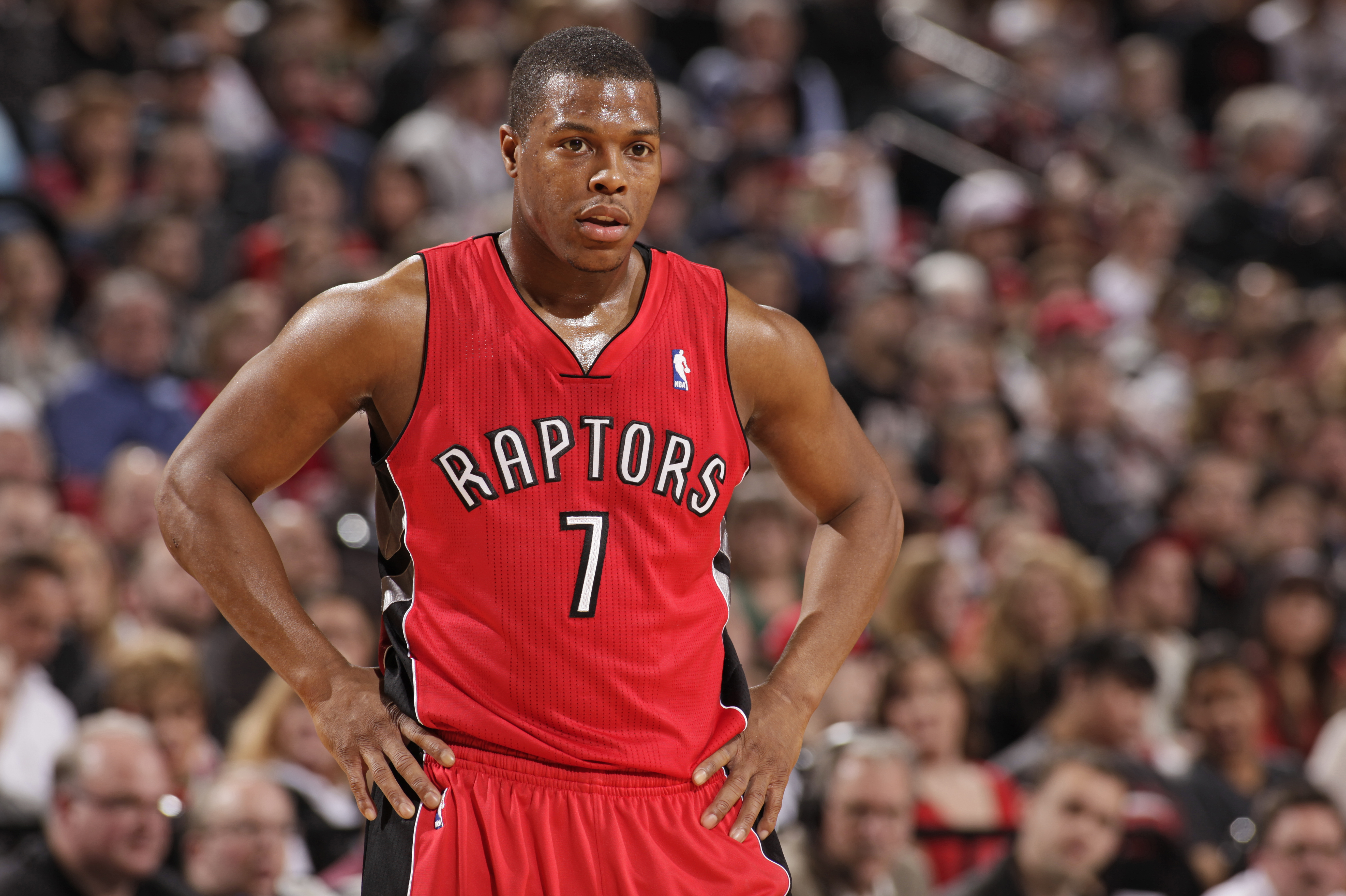 PORTLAND, OR - FEBRUARY 1:  Kyle Lowry #7 of the Toronto Raptors during the game against the Portland Trail Blazers on February 1, 2014 at the Moda Center Arena in Portland, Oregon. NOTE TO USER: User expressly acknowledges and agrees that, by downloading and or using this photograph, user is consenting to the terms and conditions of the Getty Images License Agreement. Mandatory Copyright Notice: Copyright 2014 NBAE (Photo by Cameron Browne/NBAE via Getty Images)