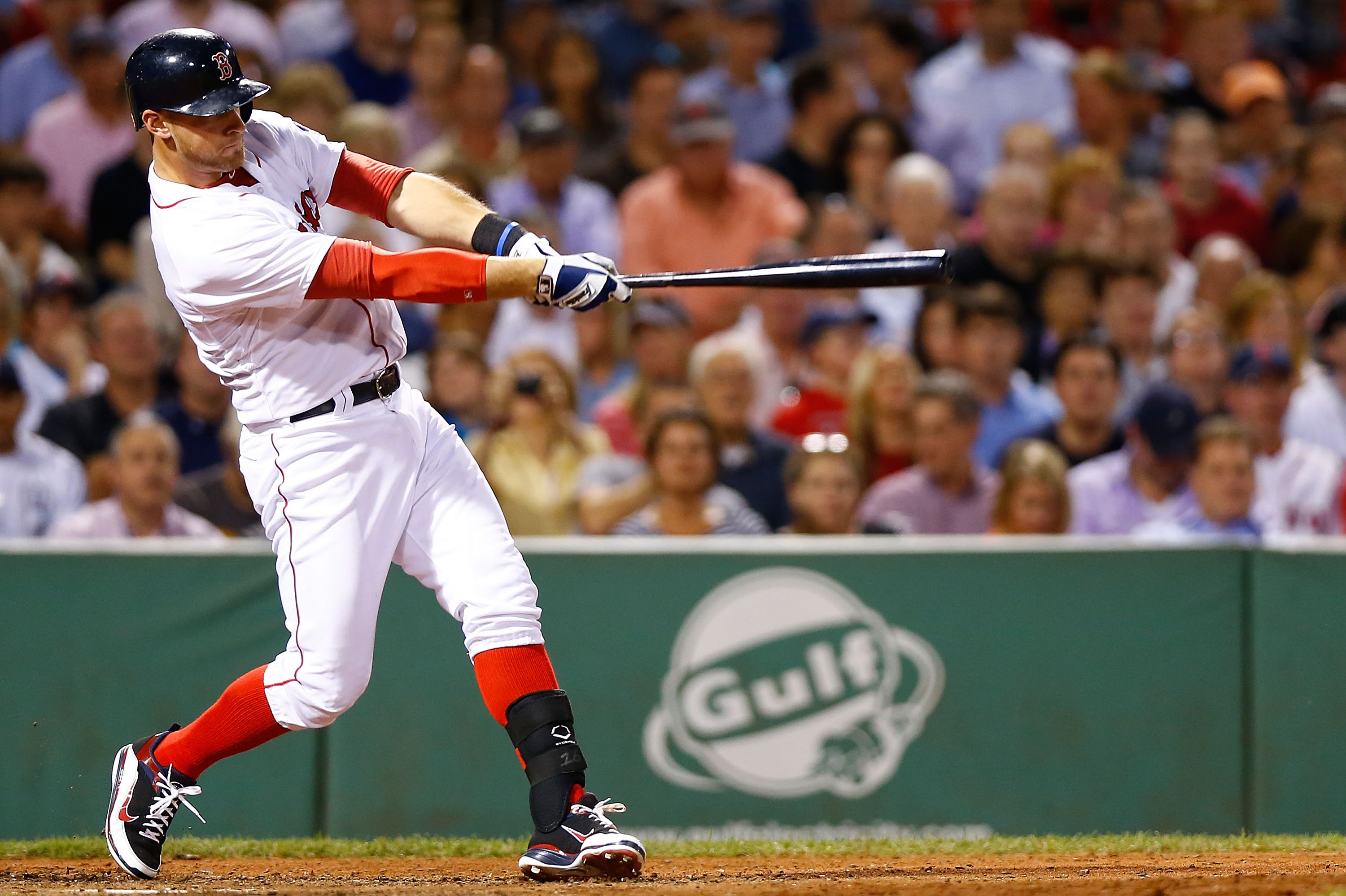 BOSTON, MA - SEPTEMBER 4: Will Middlebrooks #16 of the Boston Red Sox hits a grand slam home run in the 6th inning off of Al Alburquerque #62 of the Detroit Tigers during the game on September 4, 2013 at Fenway Park in Boston, Massachusetts. (Photo by Jared Wickerham/Getty Images)