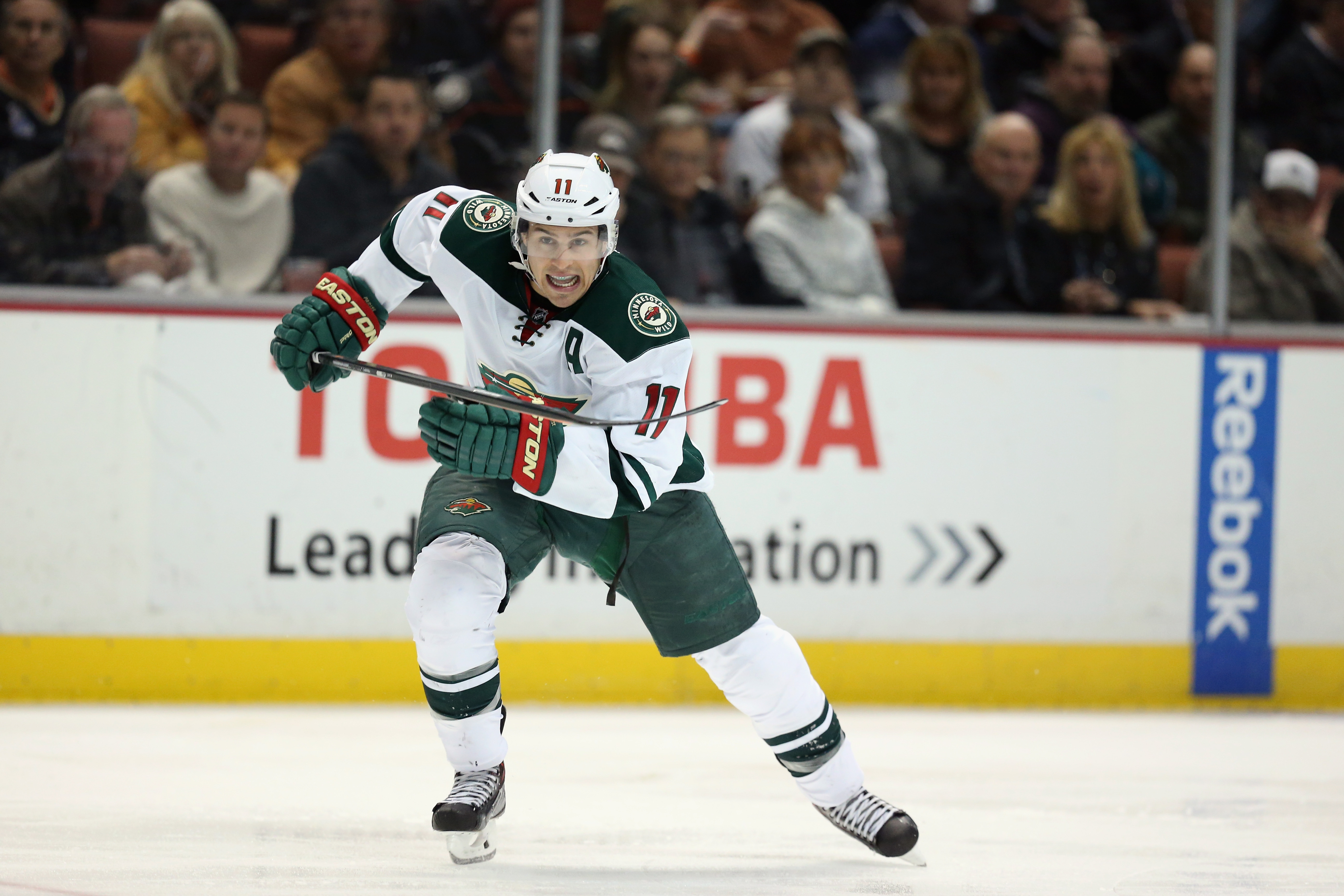 ANAHEIM, CA - DECEMBER 11:  Zach Parise #11 of the Minnesota Wild skates against the Anaheim Ducks at Honda Center on December 11, 2013 in Anaheim, California.  (Photo by Jeff Gross/Getty Images)