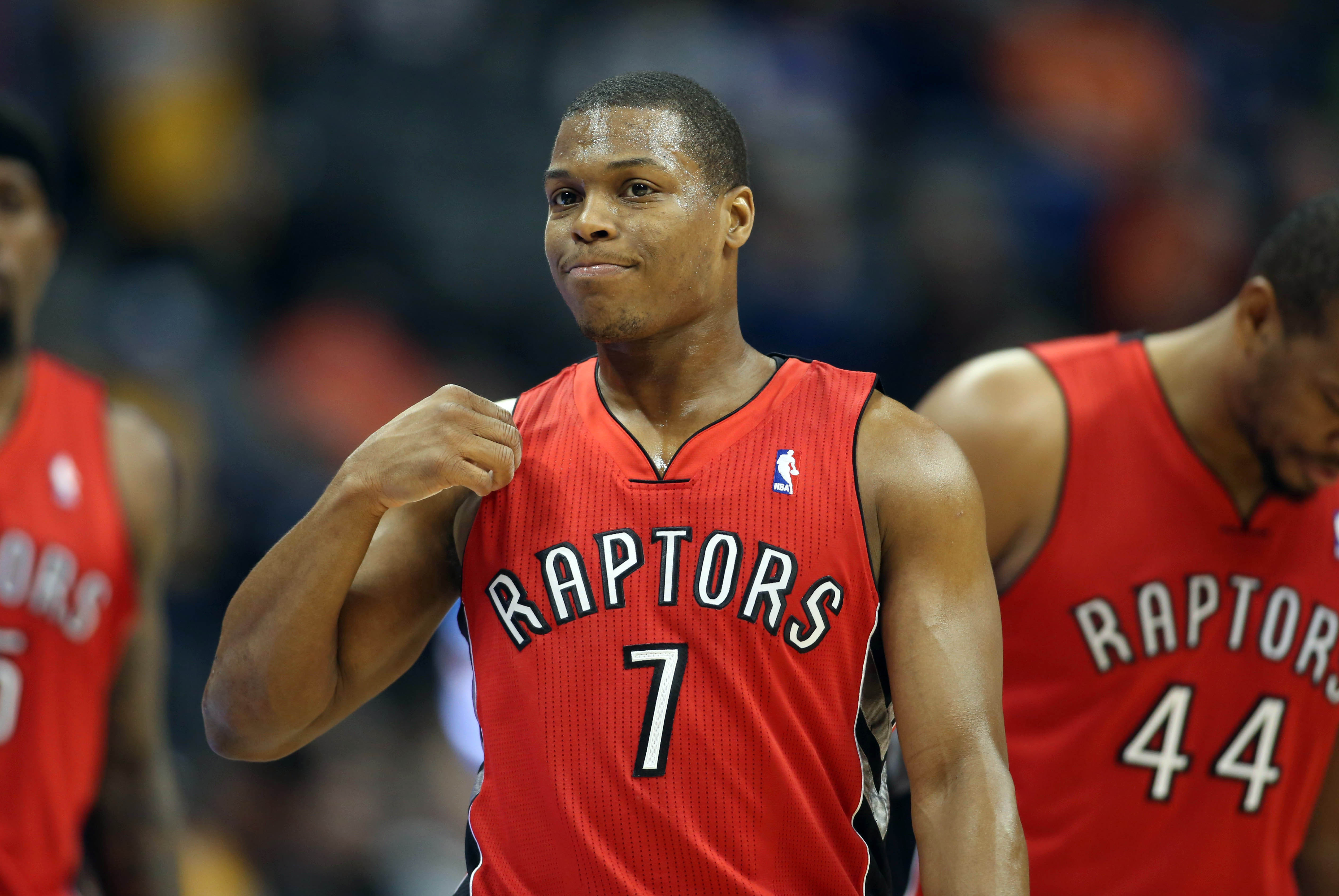 Jan 31, 2014; Denver, CO, USA; Toronto Raptors guard Kyle Lowry (7) during the first half against the Denver Nuggets at Pepsi Center. The Raptors won 100-90. Mandatory Credit: Chris Humphreys-USA TODAY Sports