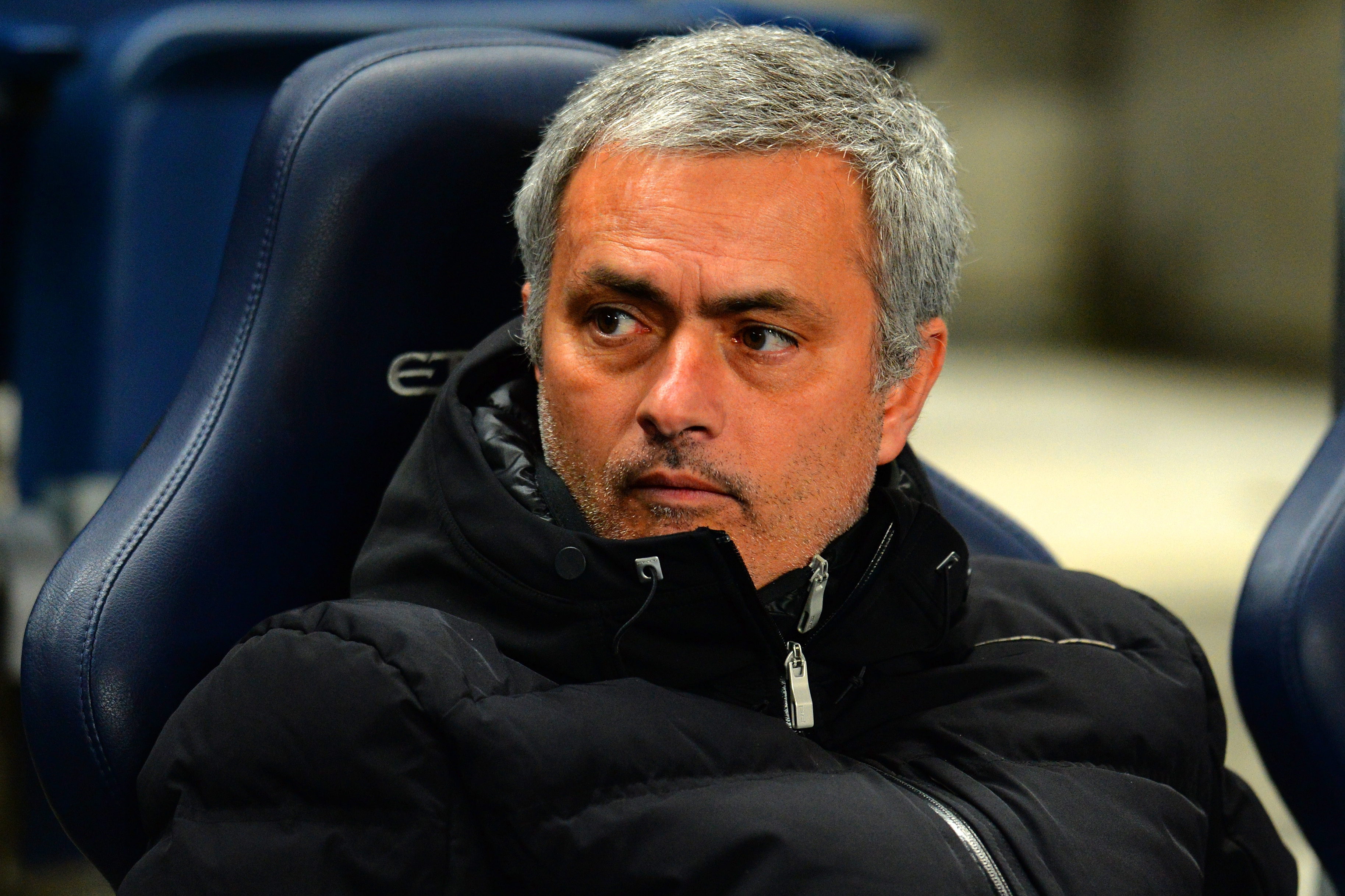 MANCHESTER, ENGLAND - FEBRUARY 03: Jose Mourinho manager of Chelsea looks on during the Barclays Premier League match between Manchester City and Chelsea at Etihad Stadium on February 3, 2014 in Manchester, England.  (Photo by Shaun Botterill/Getty Images)