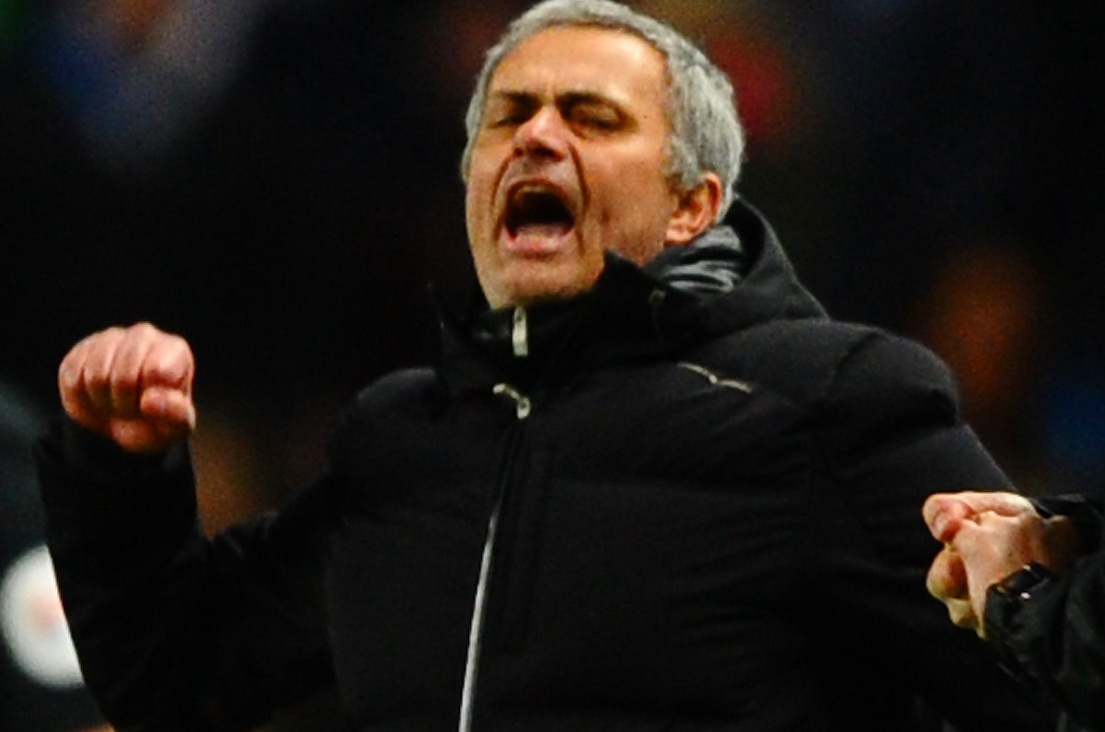 MANCHESTER, ENGLAND - FEBRUARY 03: Jose Mourinho manager of Chelsea celebrates victory during the Barclays Premier League match between Manchester City and Chelsea at Etihad Stadium on February 3, 2014 in Manchester, England.  (Photo by Laurence Griffiths/Getty Images)