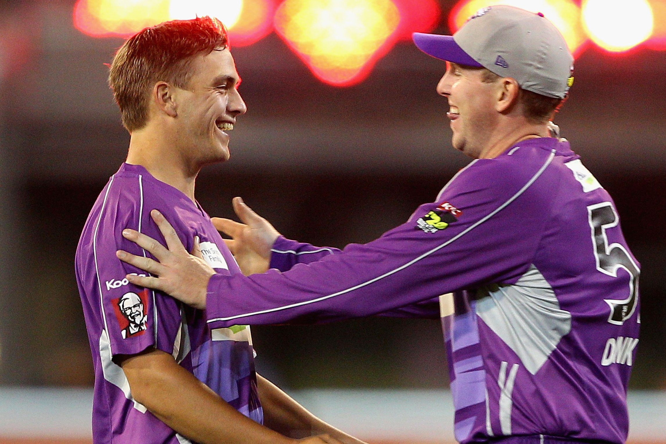 MELBOURNE, AUSTRALIA - FEBRUARY 04:  Cameron Boyce of the Hurricanes celebrates the wicket of David Hussey of the Stars during the Big Bash League Semi Final match between the Melbourne Stars and the Hobart Hurricanes at Melbourne Cricket Ground on February 4, 2014 in Melbourne, Australia.  (Photo by Robert Prezioso/Getty Images)