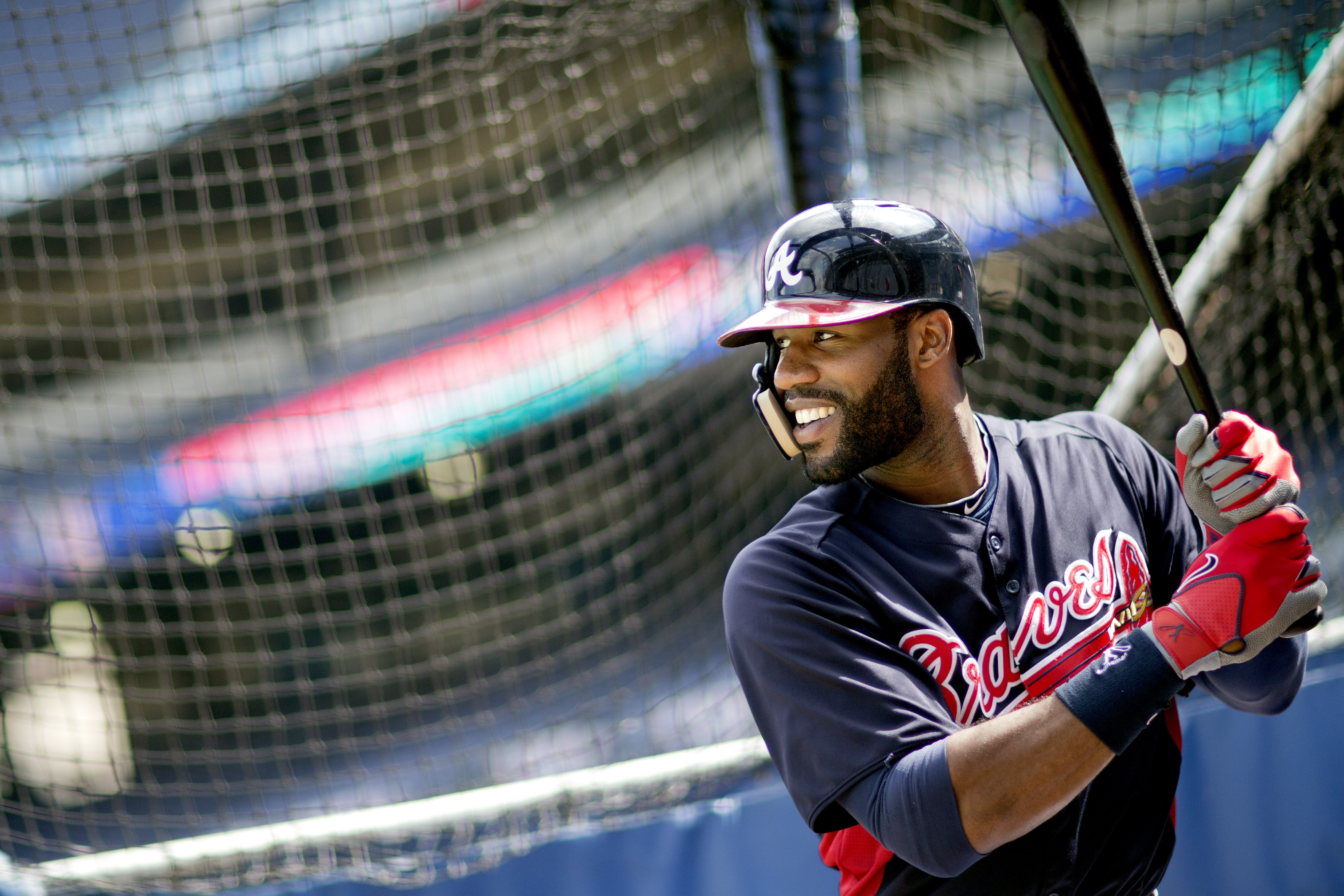 Atlanta Braves' Jason Heyward waits for a pitch during baseball batting practice on Wednesday, Oct. 2, 2013, in Atlanta. The Los Angeles Dodgers are to play the Braves in Game 1 of the National League Division Series in Atlanta, Thursday. (AP Photo/David Goldman)