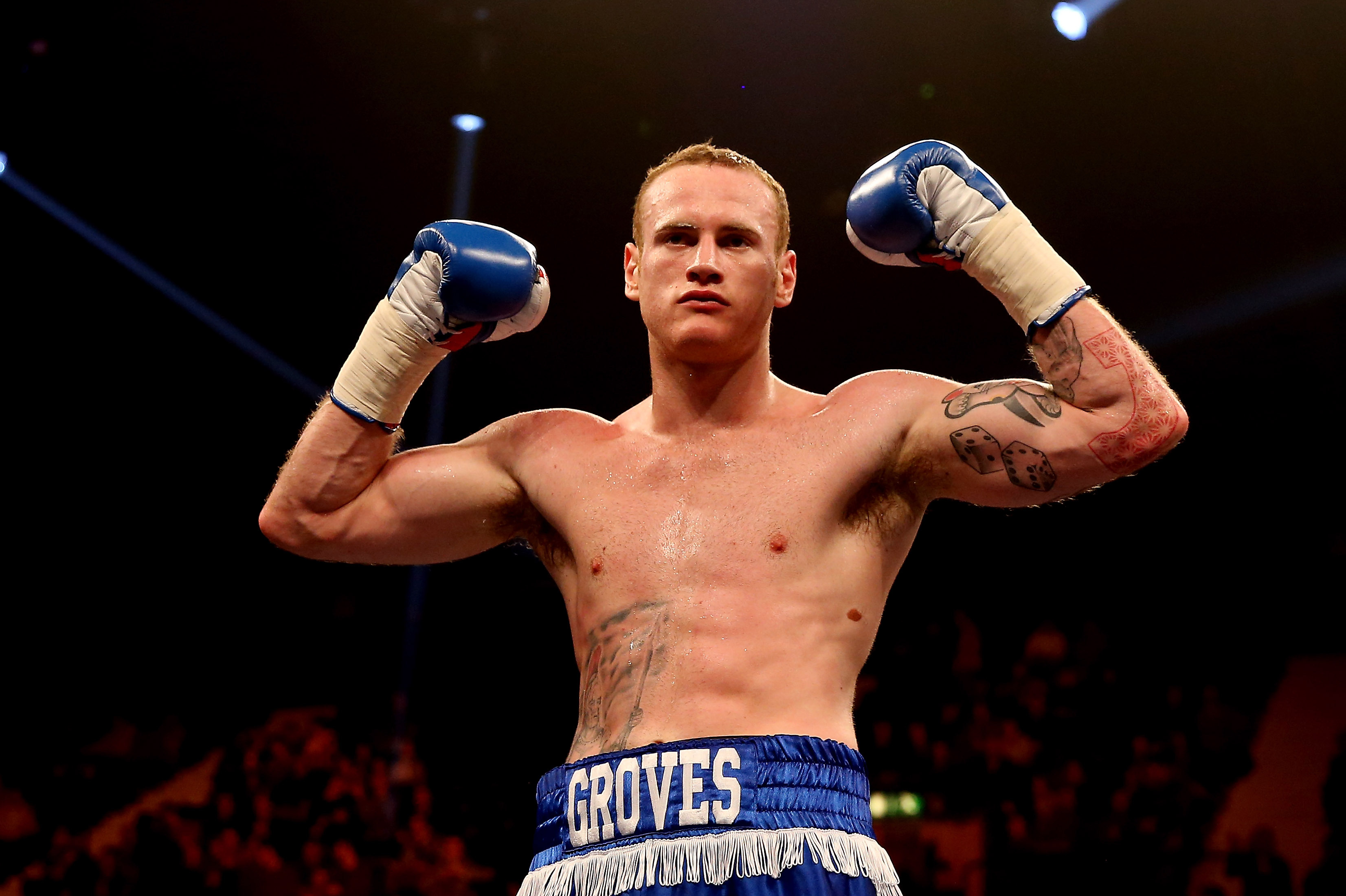 LONDON, ENGLAND - MARCH 09:  George Groves celebrates his victory over Dario Balmaceda during their International Super Middleweight bout at Wembley Arena on March 9, 2013 in London, England.  (Photo by Scott Heavey/Getty Images)
