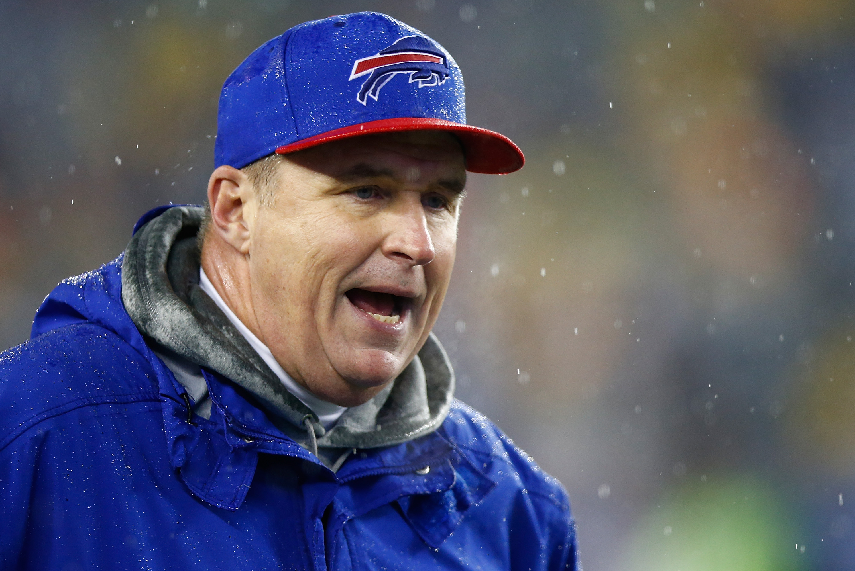 FOXBORO, MA - DECEMBER 29: Head coach Doug Marrone of the Buffalo Bills looks on in the first half against the New England Patriots during the game at Gillette Stadium on December 29, 2013 in Foxboro, Massachusetts.  (Photo by Jared Wickerham/Getty Images)