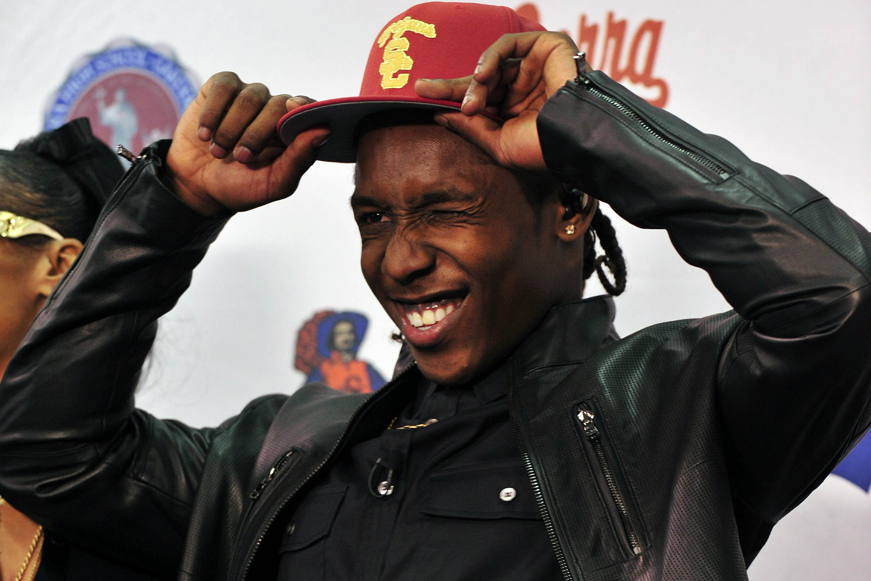 Feb 5, 2014; Gardena, CA, USA; Junipero Serra high school cornerback Adoree Jackson signs with the University of Southern California during national signing day at Junipero Serra High School. Mandatory Credit: Gary A. Vasquez-USA TODAY Sports