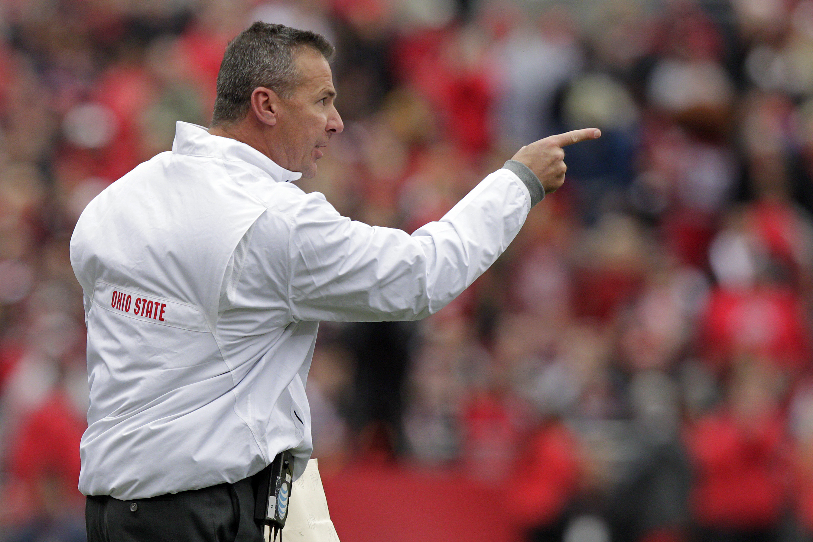 Ohio State head coach Urban Meyer on the sideline against Iowa during an NCAA college football game Saturday, Oct. 19, 2013, in Columbus, Ohio. (AP Photo/Jay LaPrete)