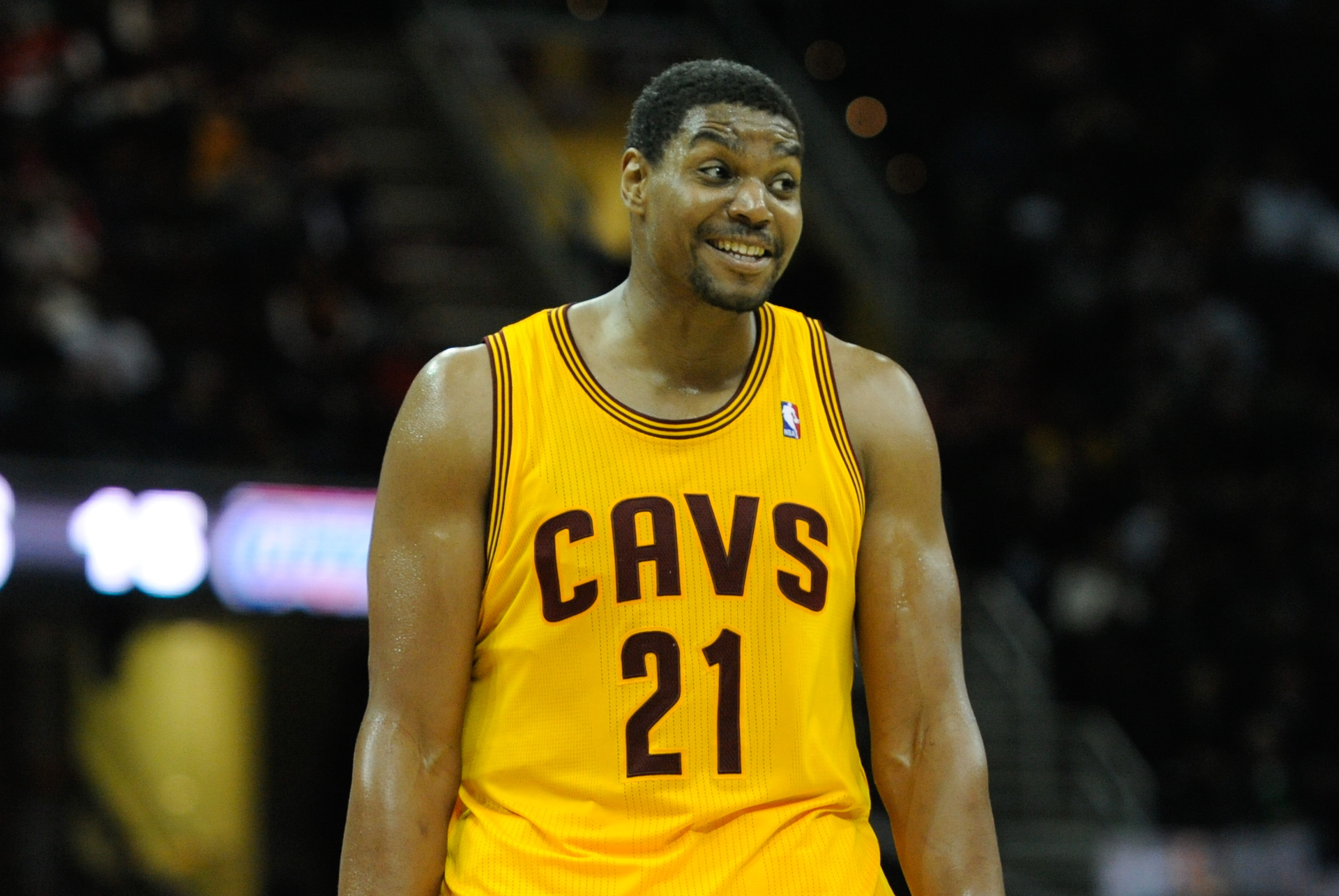 Dec 7, 2013; Cleveland, OH, USA; Cleveland Cavaliers center Andrew Bynum (21) during a game against the Los Angeles Clippers at Quicken Loans Arena. Cleveland won 88-82. Mandatory Credit: David Richard-USA TODAY Sports