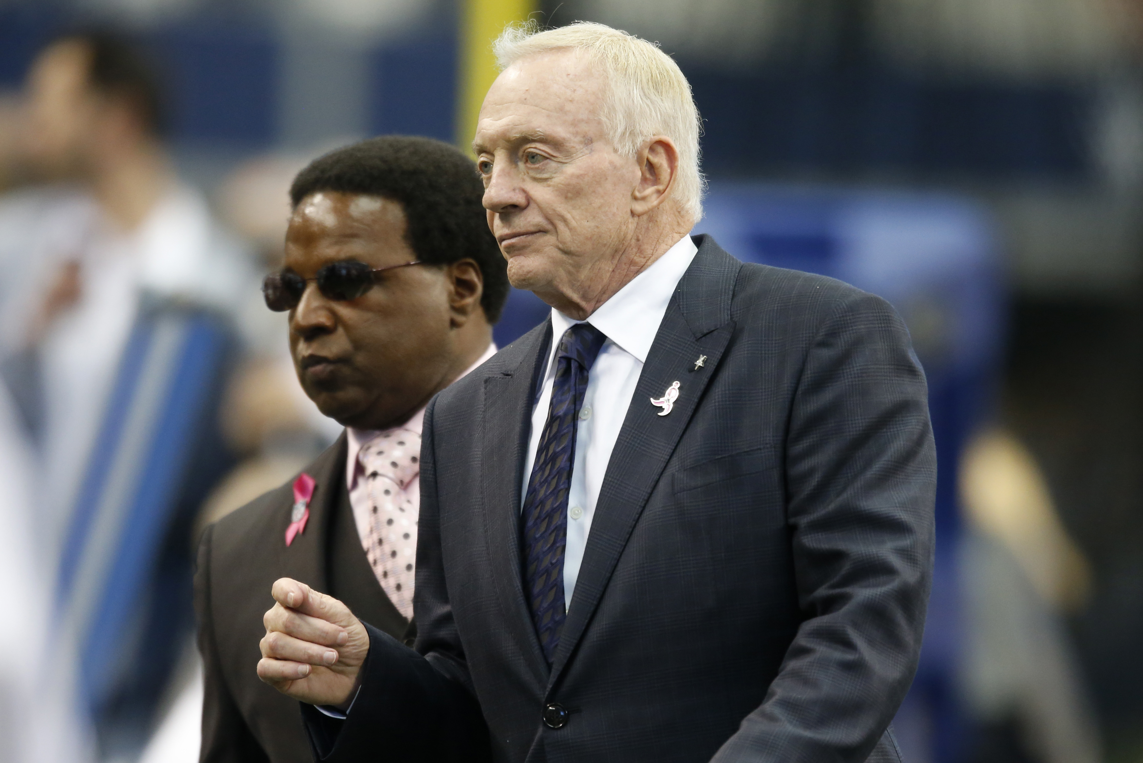 Dallas Cowboys owner Jerry Jones before an NFL football game against the Denver Broncos Sunday, Oct. 6,2013, in Arlington, Texas. (AP Photo/Sharon Ellman)