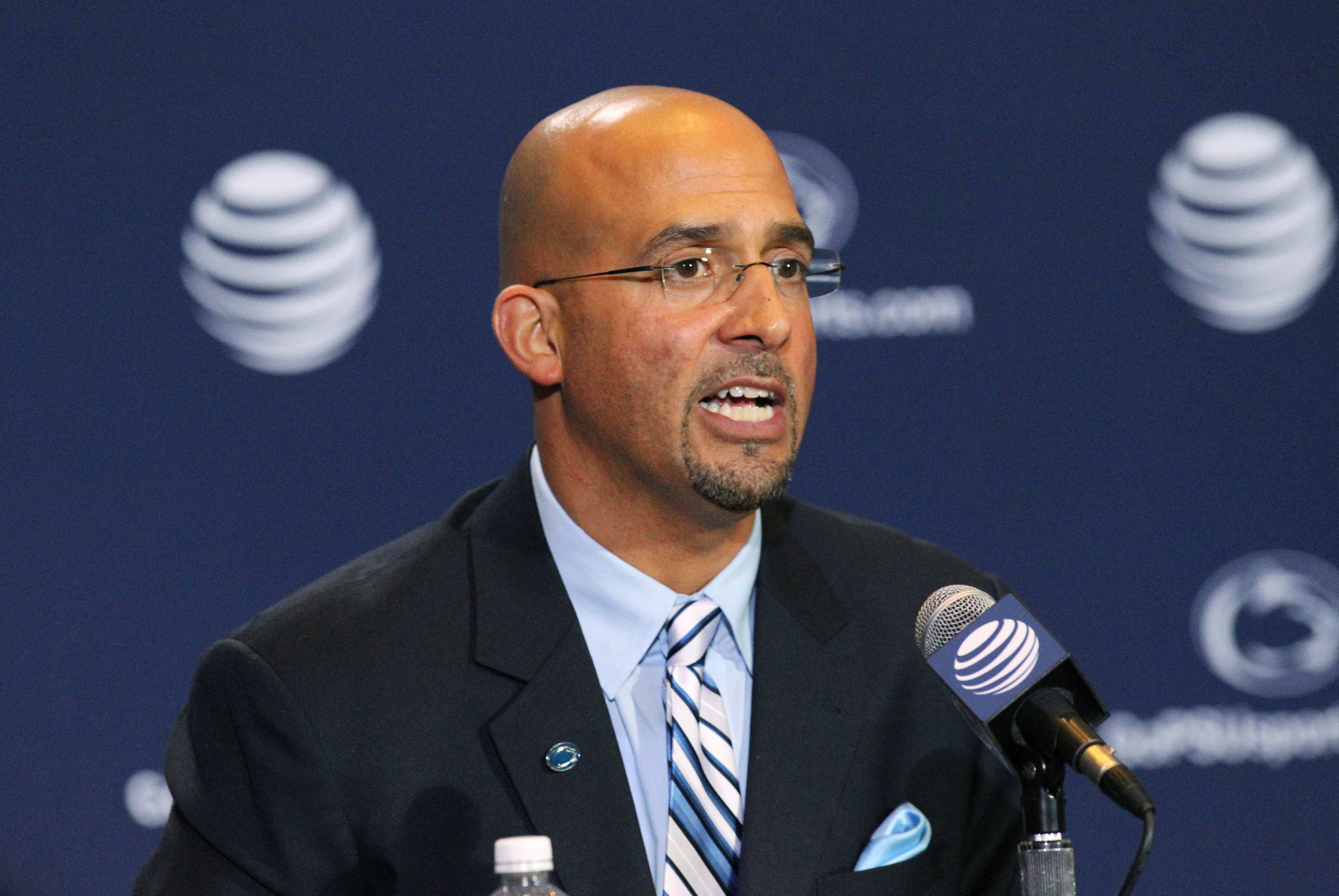 Jan 11, 2014; State College, PA, USA; James Franklin is announced as the Penn State Nittany Lions new head coach during a press conference at Beaver Stadium. Mandatory Credit: Matthew O'Haren-USA TODAY Sports