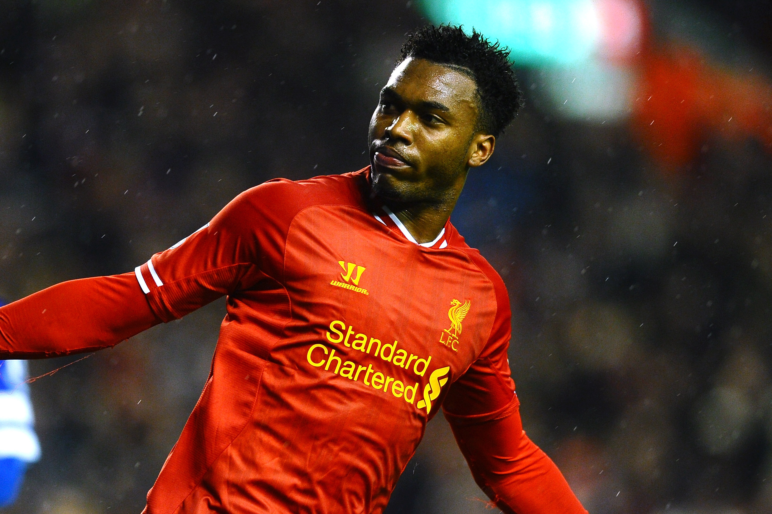 LIVERPOOL, ENGLAND - JANUARY 28:  Daniel Sturridge of Liverpool celebrates after scoring his team's second goal during the Barclays Premier League match between Liverpool and Everton at Anfield on January 28, 2014 in Liverpool, England.  (Photo by Laurence Griffiths/Getty Images)