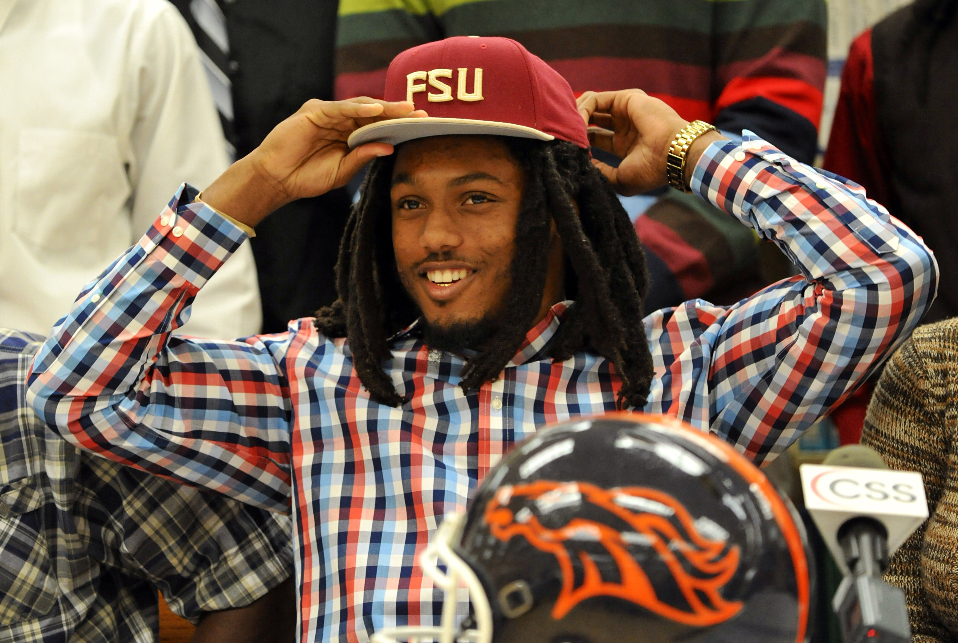Feb 5, 2014; Homestead, FL, USA; Homestead senior  high school wide receiver Ermon Lane signs with Florida State Seminoles at Homestead Senior High School. Mandatory Credit: Steve Mitchell-USA TODAY Sports