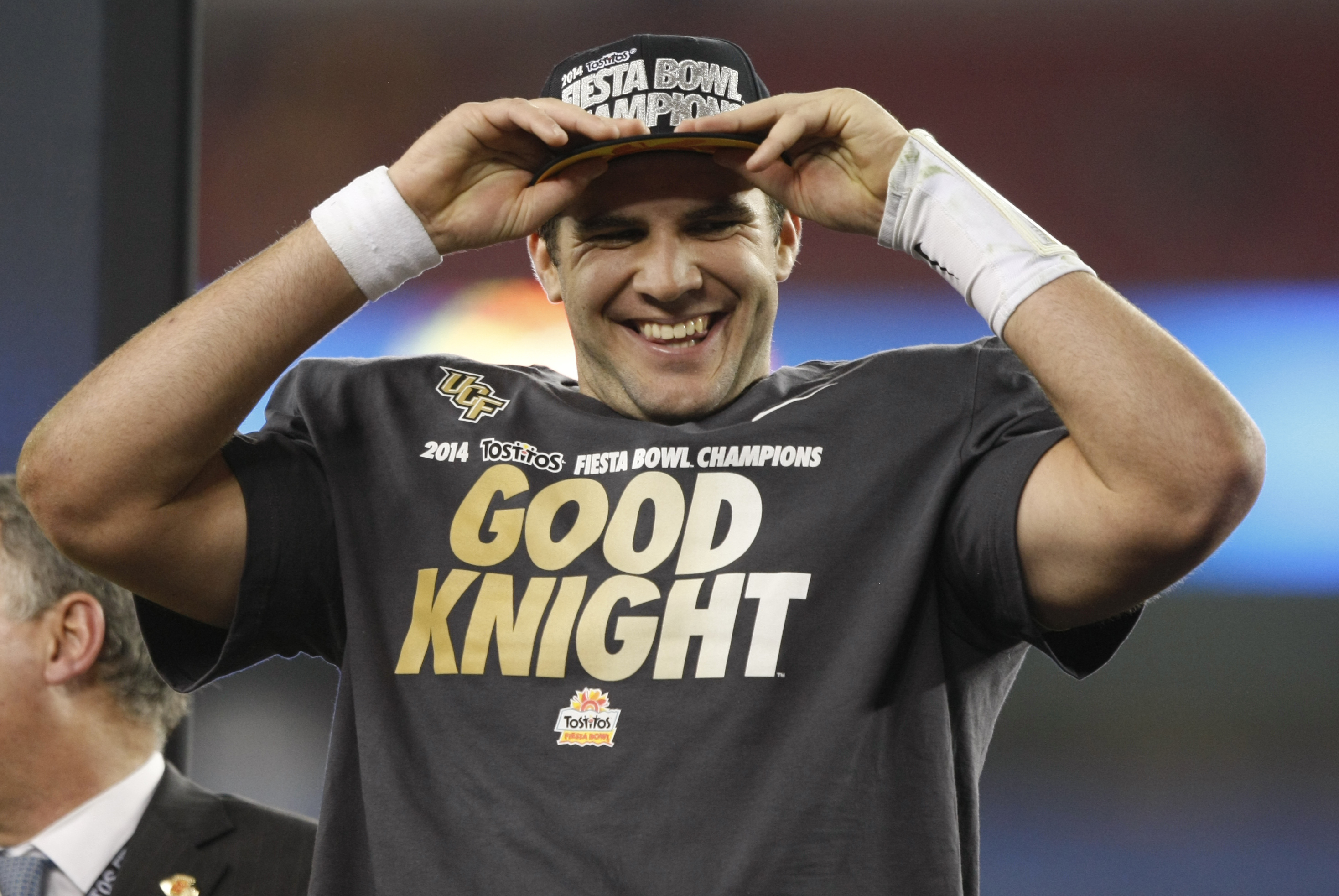 Central Florida quarterback Blake Bortles (5) during the first half of the Fiesta Bowl NCAA college football game against Baylor, Wednesday, Jan. 1, 2014, in Glendale, Ariz.  (AP Photo/Rick Scuteri)