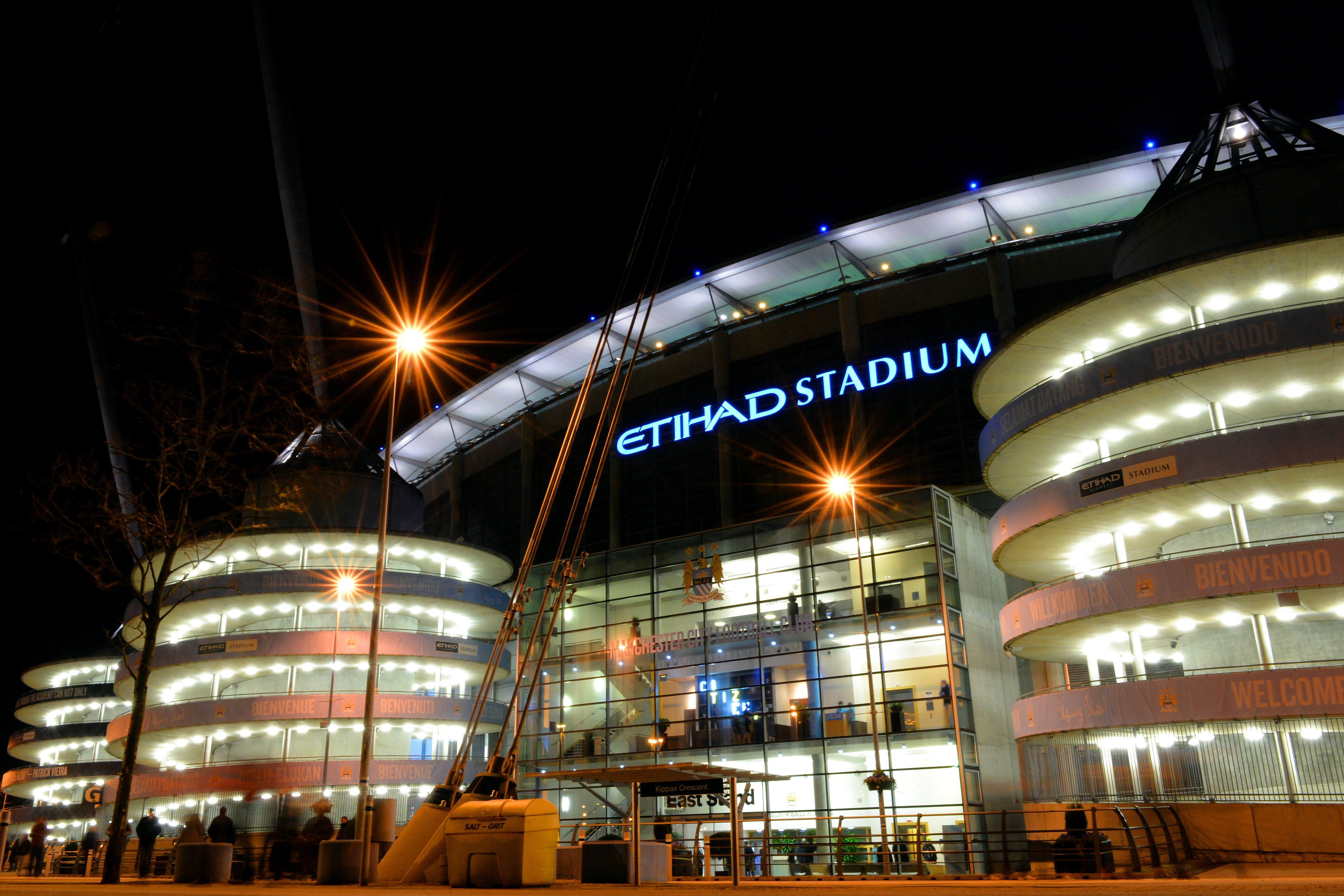 MANCHESTER, ENGLAND - FEBRUARY 03:  A general view outside the stadium ahead of the Barclays Premier League match between Manchester City and Chelsea at Etihad Stadium on February 3, 2014 in Manchester, England.  (Photo by Shaun Botterill/Getty Images)