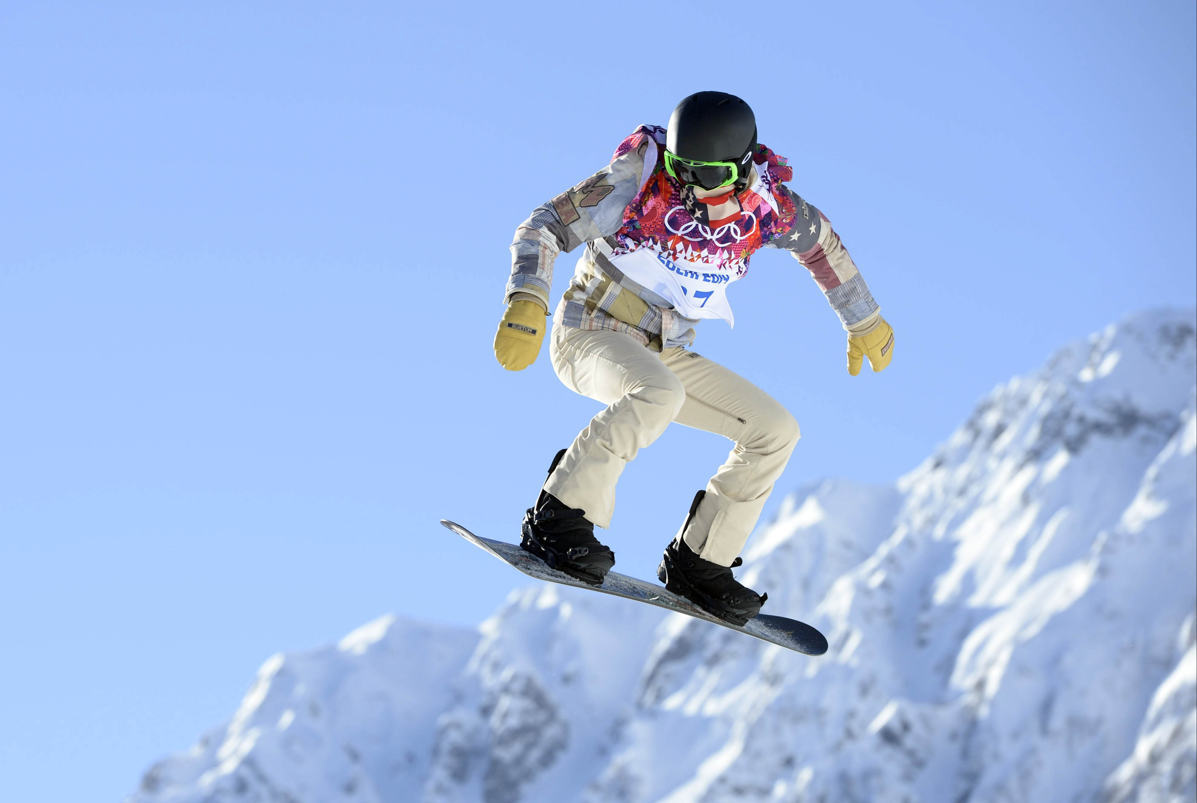 Feb 4, 2014; Sochi, Rosa Khutor, RUS; USA snowboarder Shaun White during a training session on the hill at the 2nd jump at Extreme Park. Mandatory Credit: Jack Gruber-USA TODAY Sports