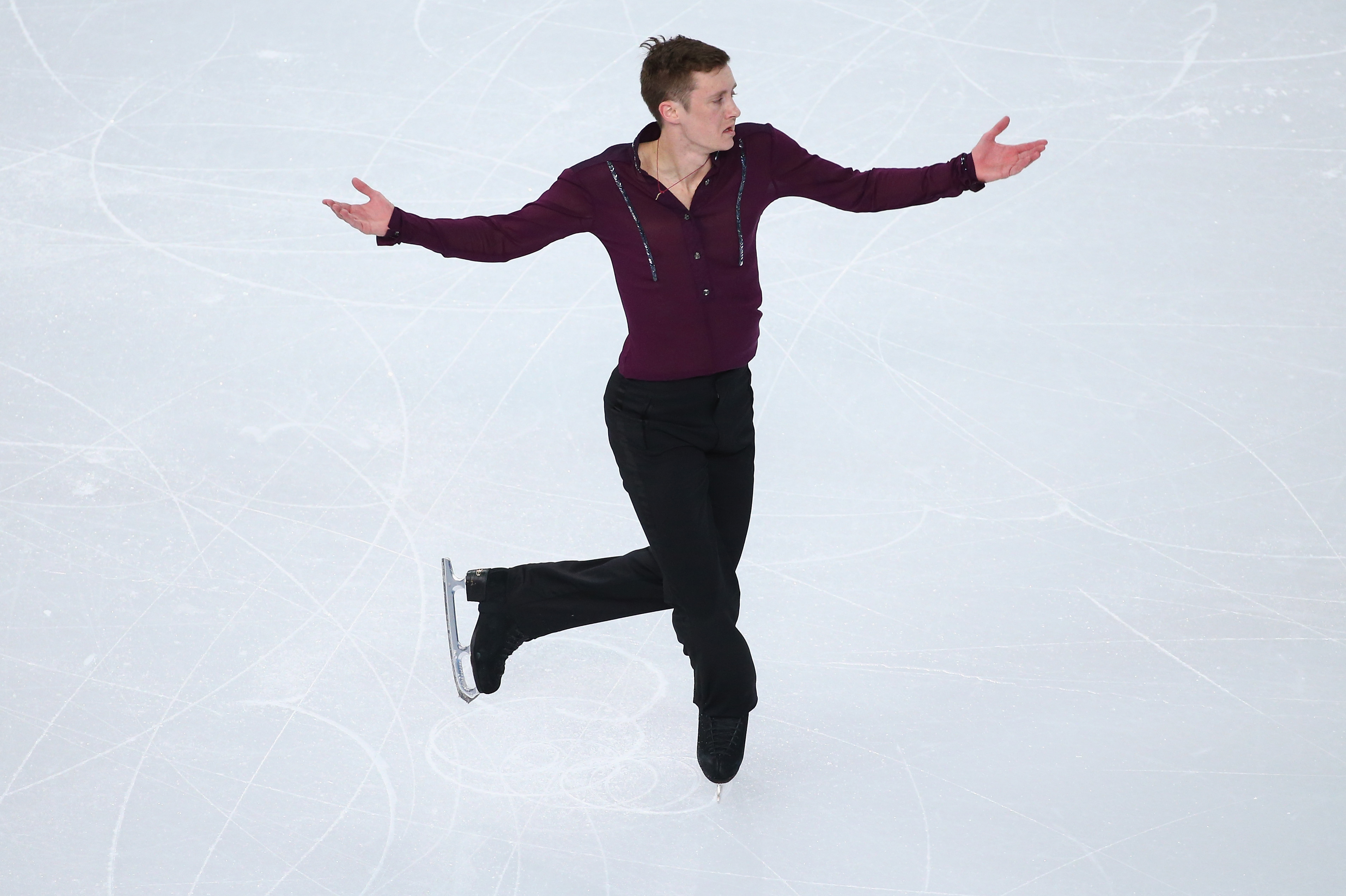 SOCHI, RUSSIA - FEBRUARY 06:  Jeremy Abbott of the USA competes in the Figure Skating Men's Short Program during the Sochi 2014 Winter Olympics at Iceberg Skating Palace on February 6, 2014 in Sochi, Russia.  (Photo by Robert Cianflone/Getty Images)