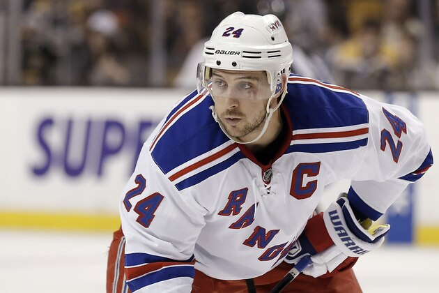 New York Rangers' Ryan Callahan during the first period of a NHL hockey game against the Boston Bruins in Boston Friday, Nov. 29, 2013. (AP Photo/Winslow Townson)