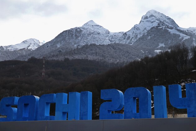 SOCHI, RUSSIA - FEBRUARY 01:  A Sochi 2014 sign is seen prior to the Sochi 2014 Winter Olympics at the Rosa Khutor Mountain village cluster on February 1, 2014 in Sochi, Russia.  (Photo by Alex Livesey/Getty Images)