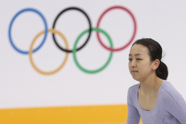 Japan's Asada Mao skates at the figure stating practice rink ahead of the 2014 Winter Olympics, Thursday, Feb. 6, 2014, in Sochi, Russia. (AP Photo/Ivan Sekretarev)