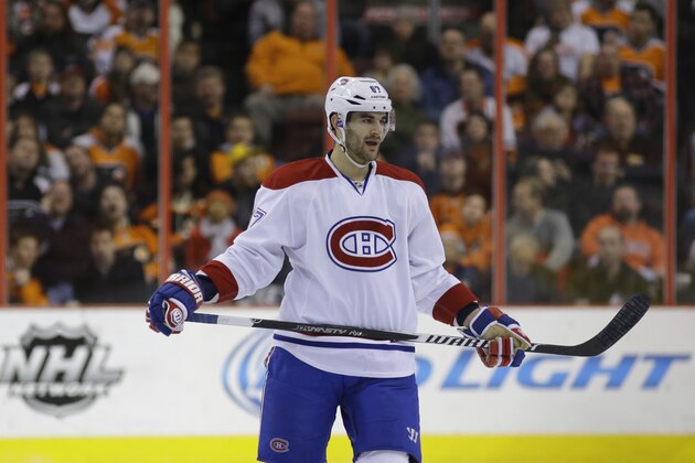 Montreal Canadiens' Max Pacioretty in action during an NHL hockey game against the Philadelphia Flyers, Wednesday, Jan. 8, 2014, in Philadelphia. (AP Photo/Matt Slocum)