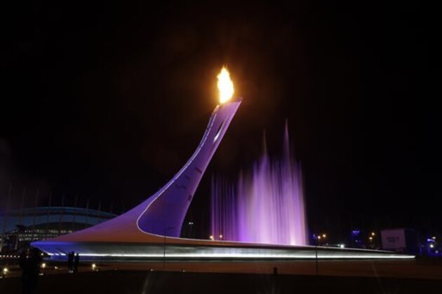 The Olympic Cauldron is lit during the opening ceremony of the 2014 Winter Olympics in Sochi, Russia, Friday, Feb. 7, 2014. (AP Photo/Darron Cummings)